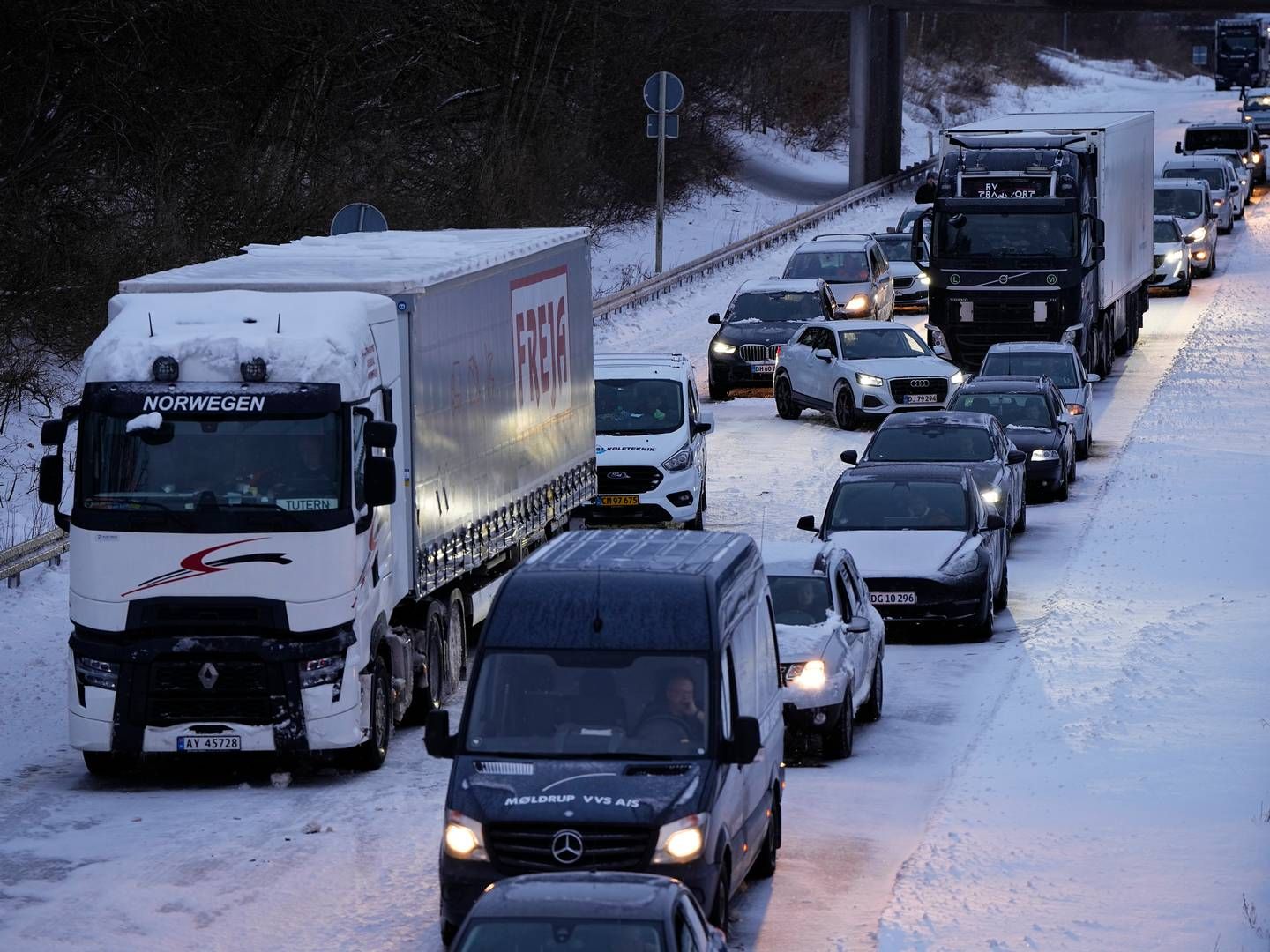 ”Der er jo ingen, der er tjent med, at lastbiler holder stille og blokerer trafikken,” siger Konservatives Niels Flemming Hansen. | Foto: Bo Amstrup/Ritzau Scanpix