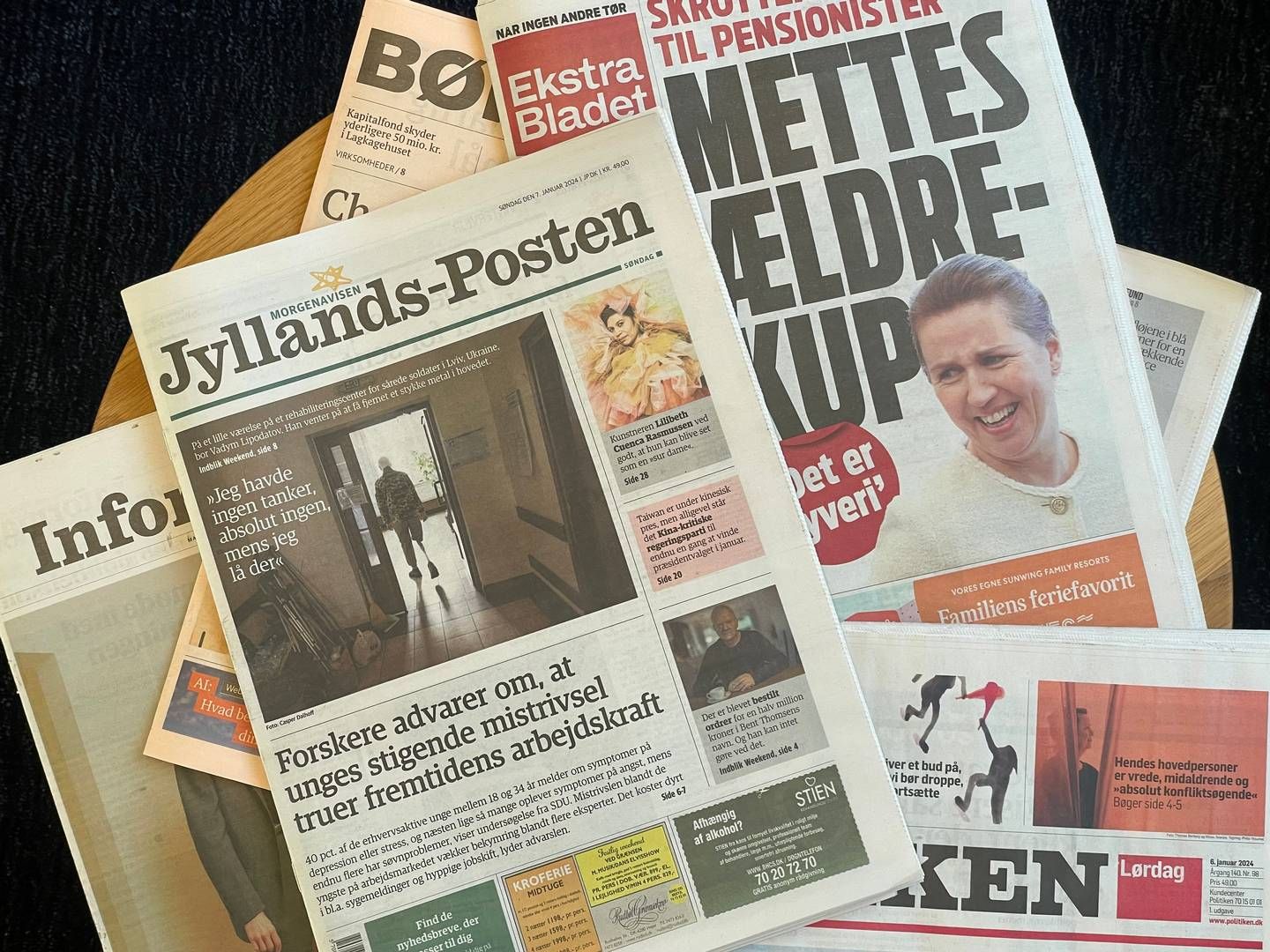 Ifølge en opgørelse over læsertallene gennem de seneste fem år, har Jyllands-Posten tabt knap 20 pct. af sine printlæsere. | Foto: Julie Mia Fogde