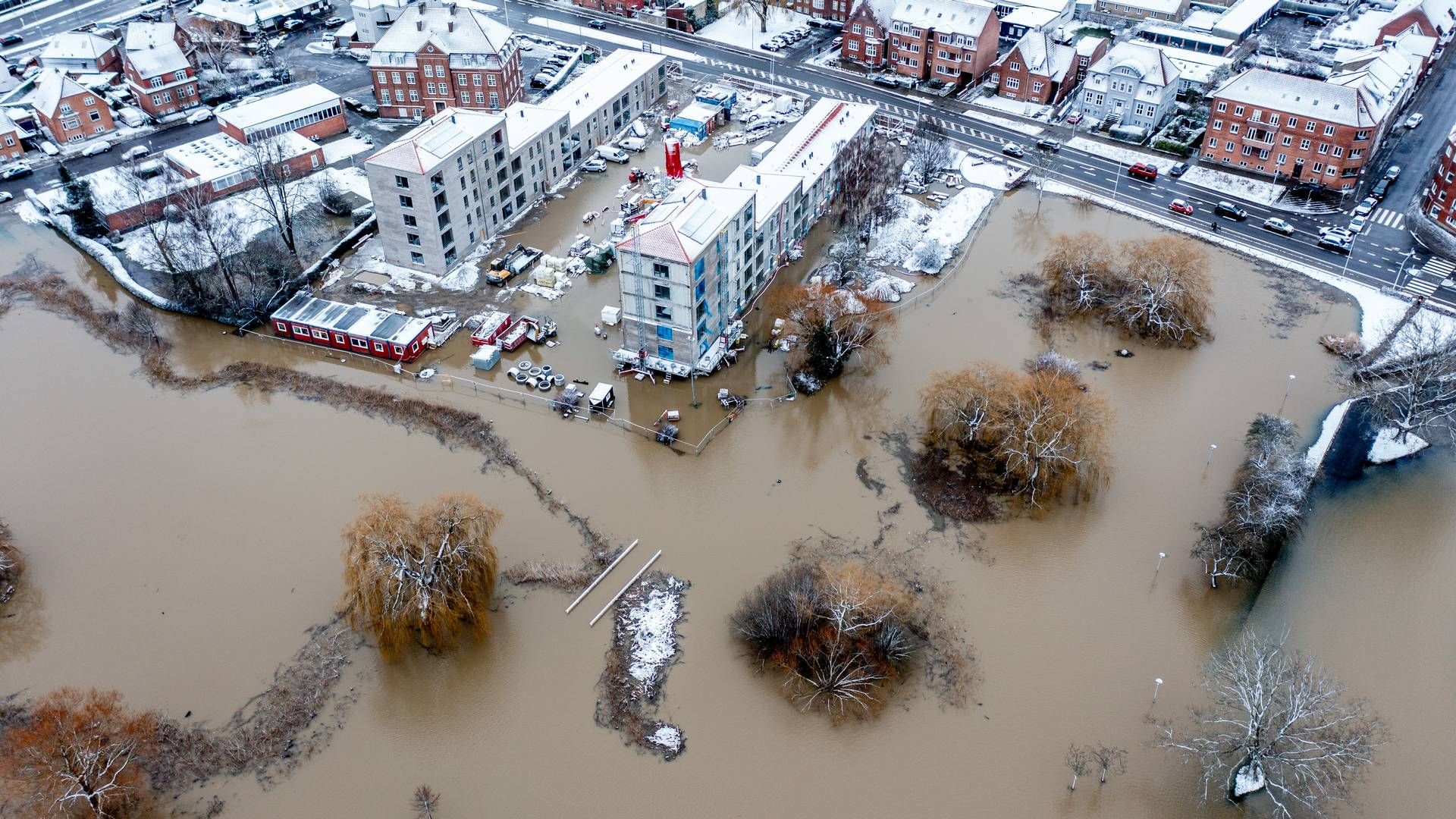 Oversvømmelser i et boligområde i Nykøbing Falster. | Foto: Ingrid Riis