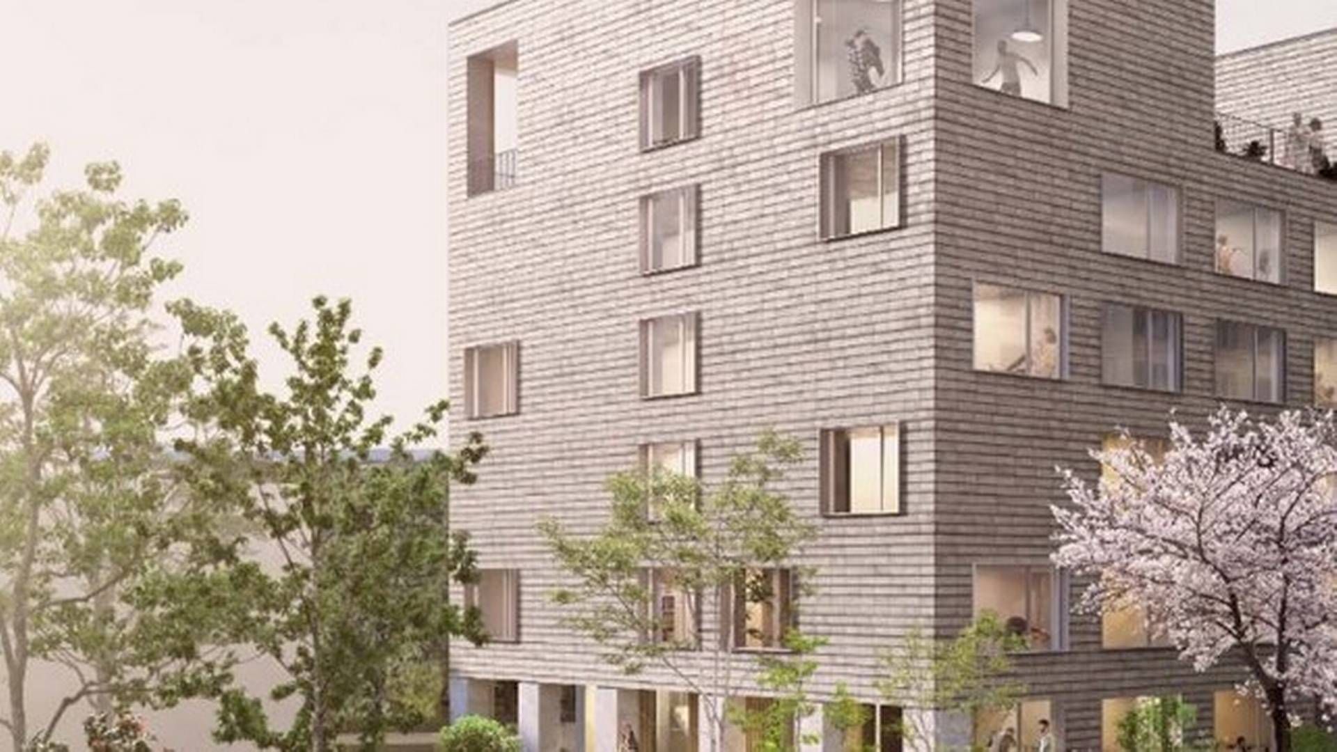 En visualisering af en af de kommende bygningerne med ungdoms- og familieboliger. | Foto: PR / Nordstern