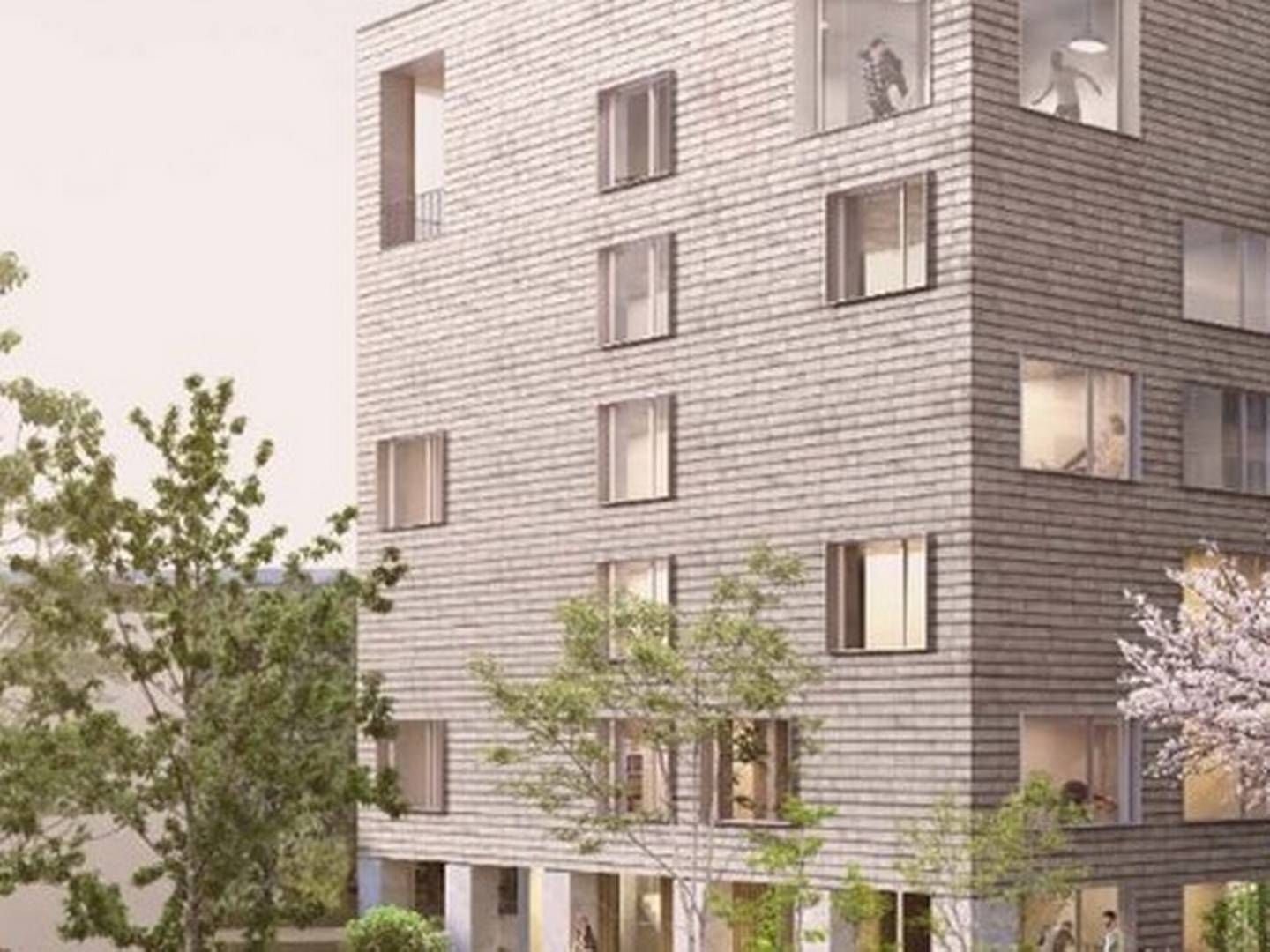 En visualisering af en af de kommende bygningerne med ungdoms- og familieboliger. | Foto: PR / Nordstern