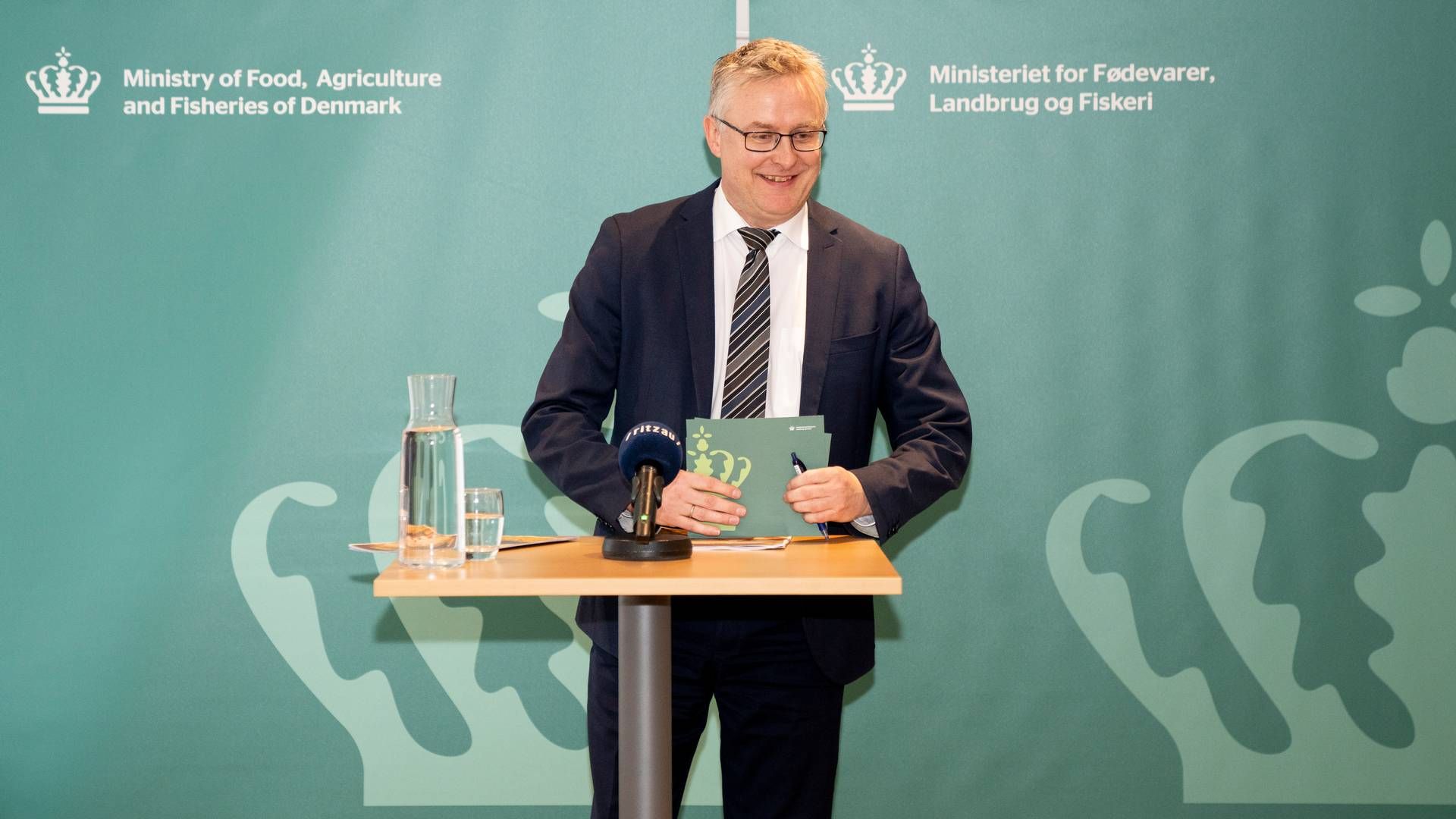 Jacob Jensen, minister for landbrug og fødevarer, præsenterede onsdag sin nye pakke med 23 forslag til bedre dyrevelfærd. | Foto: Ida Marie Odgaard/Ritzau Scanpix