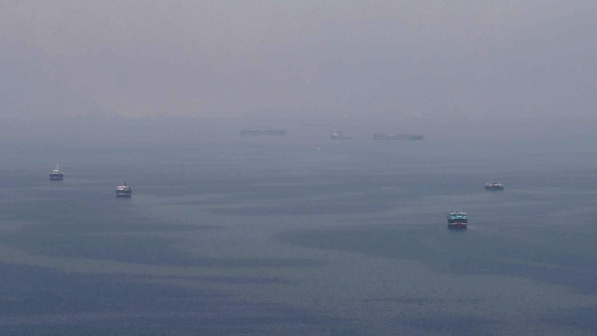 Here you can see container ships in the waters around Musandam in Oman. | Photo: Hamad I Mohammed/Reuters/Ritzau Scanpix