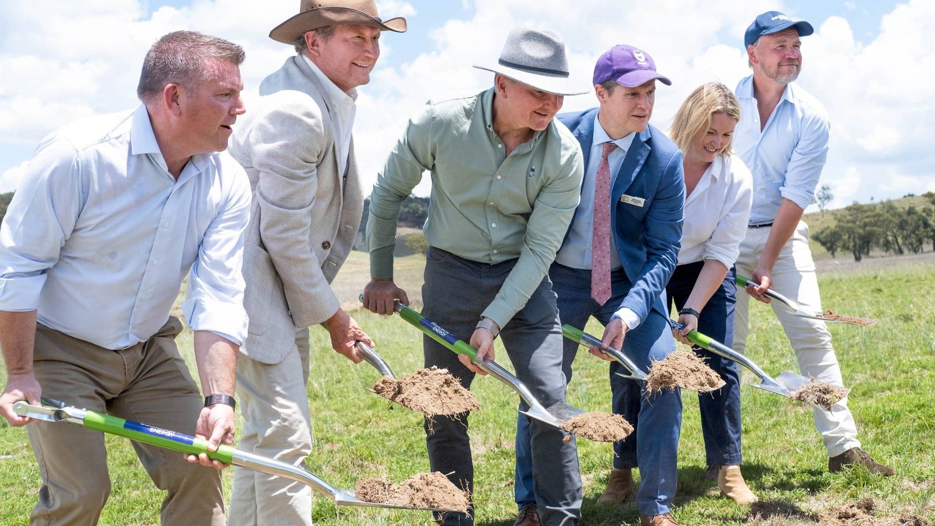 Billionaire Andrew Forrest (second from left) helped break ground at the site in New South Wales. | Photo: Squadron Energy