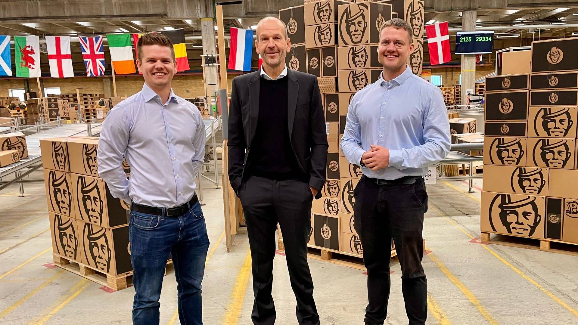 Jonas Balmer (tv), Morten Ravn (mf), Anders Balmer (th) solgte i 2021 55 pct. af Kaffekapslen til den svenske kapitalfond Ceder Capital. | Foto: Pr/kaffekapslen