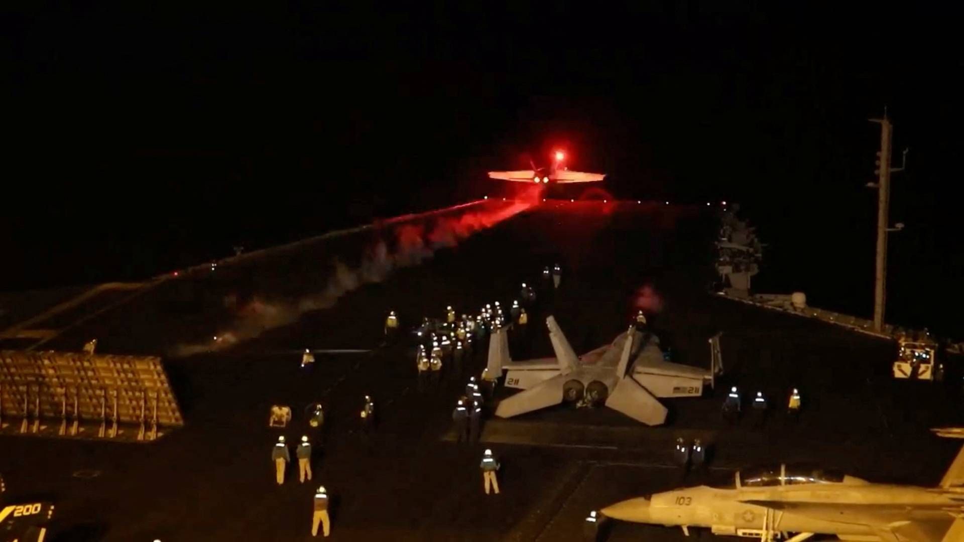 A US fighter jet prepares to take off in connection with the strikes on Houthi targets. | Photo: Us Central Command Via X/Reuters/Ritzau Scanpix