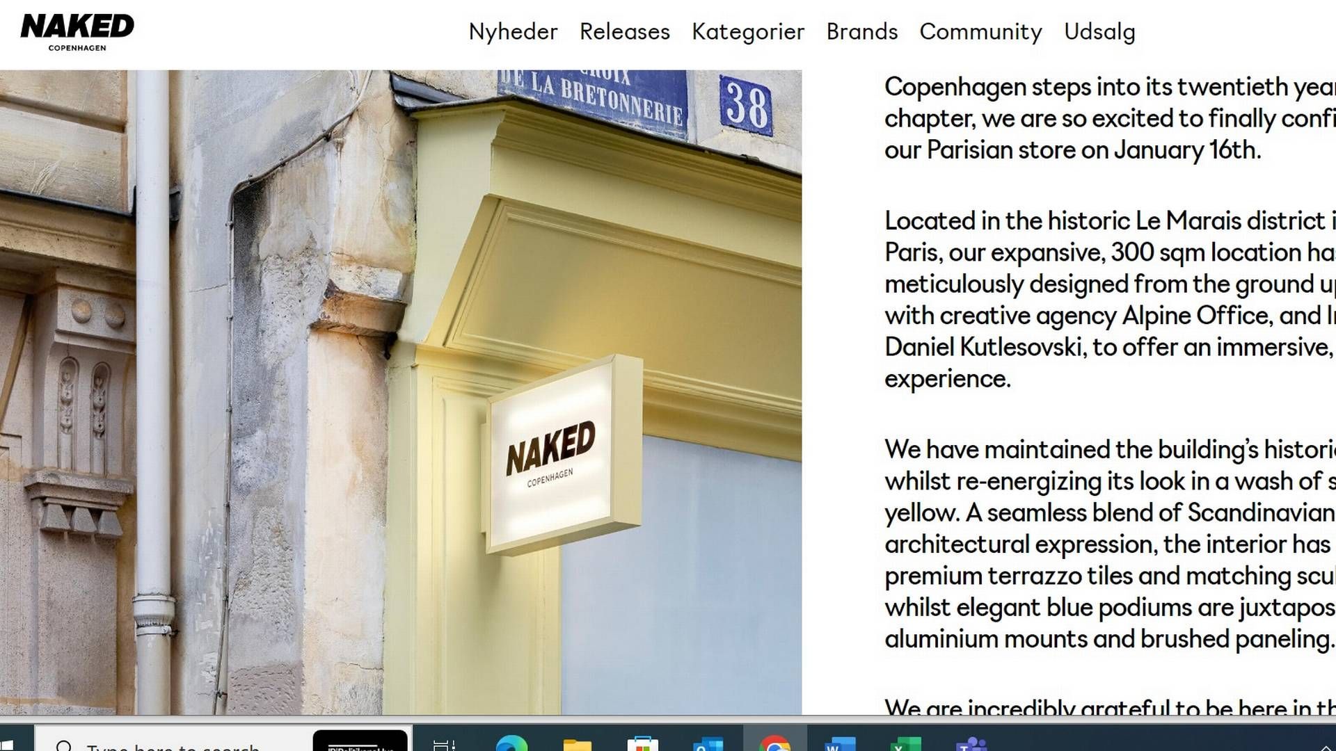 Naked Copenhagens har i denne uge åbnet sin første butik i Paris. | Foto: Screenshot/Naked Copenhagen