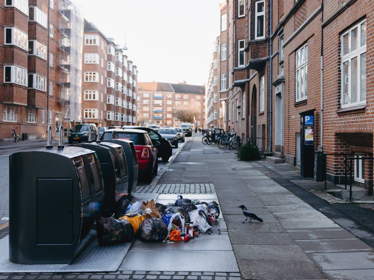 Affald flyder rundt om nedgravede containere i Aarhus, hvor Kredsløb har udfordringer med dagrenovation. | Foto: Emilie Toldam Futtrup