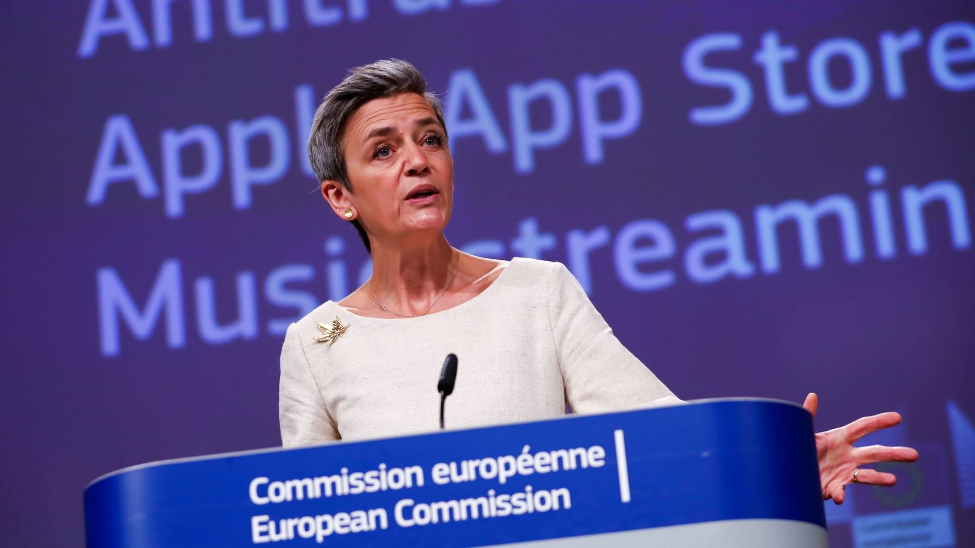 EU-Kommissionen har ad flere omgange påbudt, anlagt sager mod Apple og idømt techkoncernen bøder. | Foto: Pool/Reuters/Ritzau Scanpix