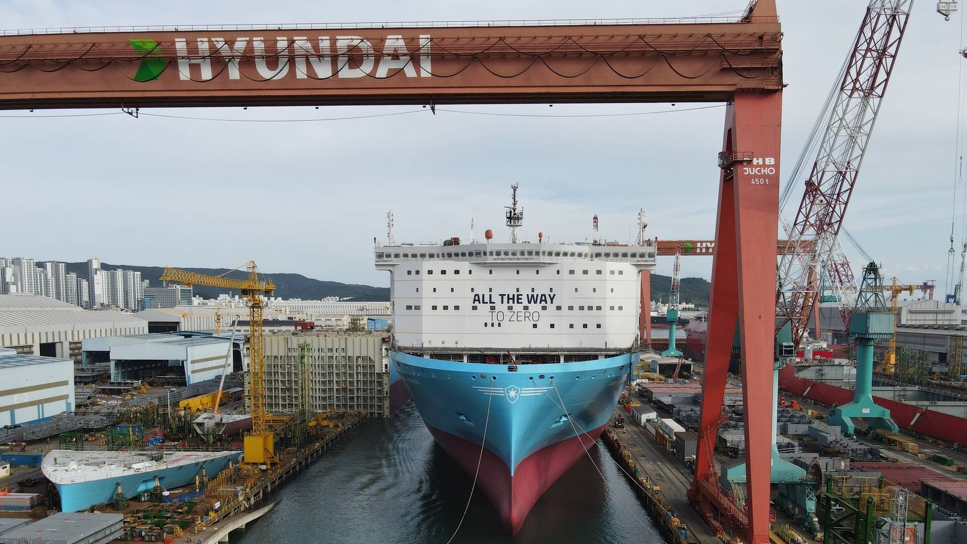 "Ane Mærsk" på værftet HD Hyundai Heavy Industries i Sydkorea. | Photo: Maersk
