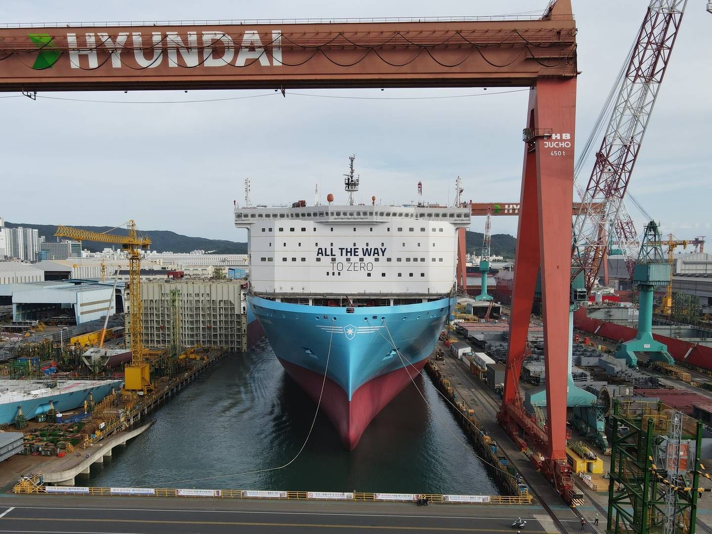 "Ane Mærsk" på værftet HD Hyundai Heavy Industries i Sydkorea. | Foto: Maersk