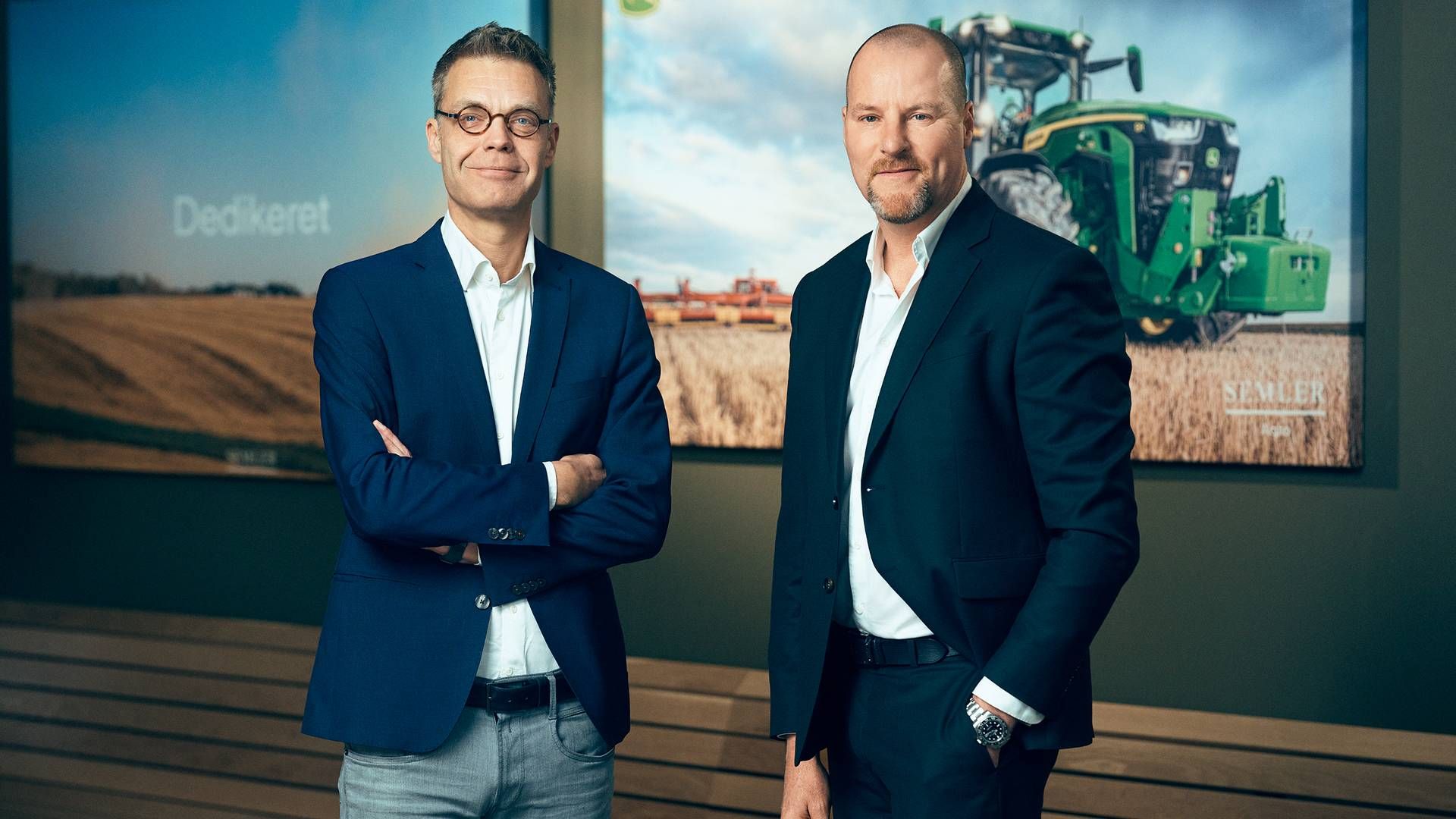 Lars Beck, til venstre, og ny direktør Jens Aabye Dam. PR-foto: Semler agro | Foto: Semler Agro / Pr