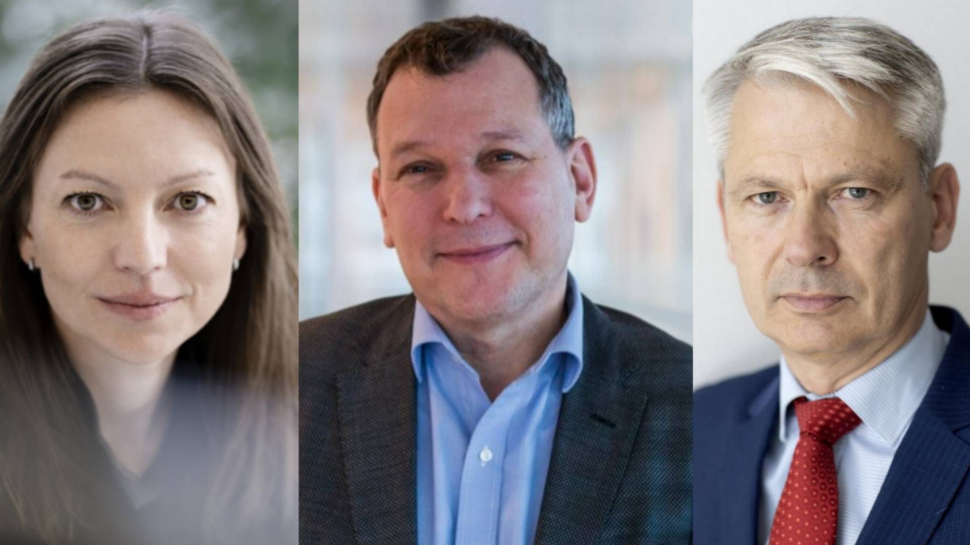 From left: Kirstine Lund Christiansen, Head of ESG at P+, Jan Kæraa Rasmussen, Head of ESG at PensionDanmark and Jens Munch Holst CEO of AkademikerPension. | Photo: PR/P+,PensionDanmark and AkademikerPension