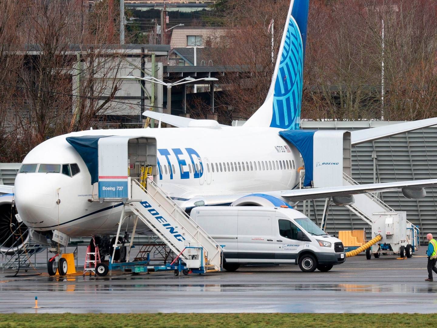 Boeing har været i både myndighederne og offentlighedens søgelys, siden et sidepanel på et 737 Max 9-fly fra Alaska Airlines faldt af under en flyvning 5. januar. | Foto: Jason Redmond/AFP/Ritzau Scanpix