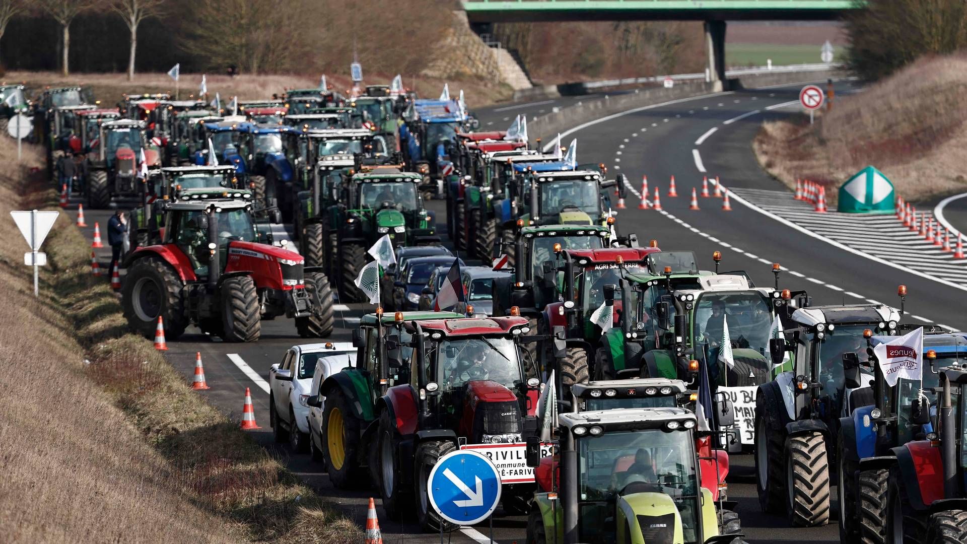 Landmænd i både Frankrig, Belgien og Tyskland har i den seneste tid protesteret ved bl.a. at blokere vejene. | Foto: Sameer Al-Doumy/AFP/Ritzau Scanpix