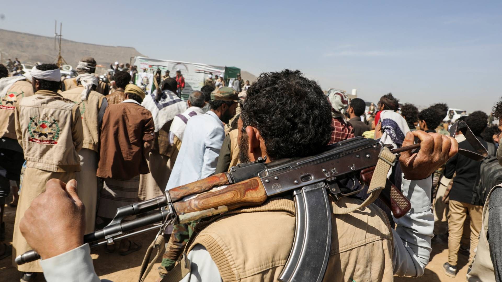 Members of the Houthi militia, which is attacking ships in response to Israel's actions in Gaza. | Photo: Khaled Abdullah/Reuters/Ritzau Scanpix