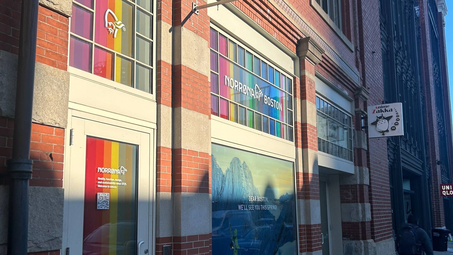 ÅPNING: Fasaden på Norrønas nye butikk i Boston er klar, butikken er den fjerde i USA. | Foto: Norrøna