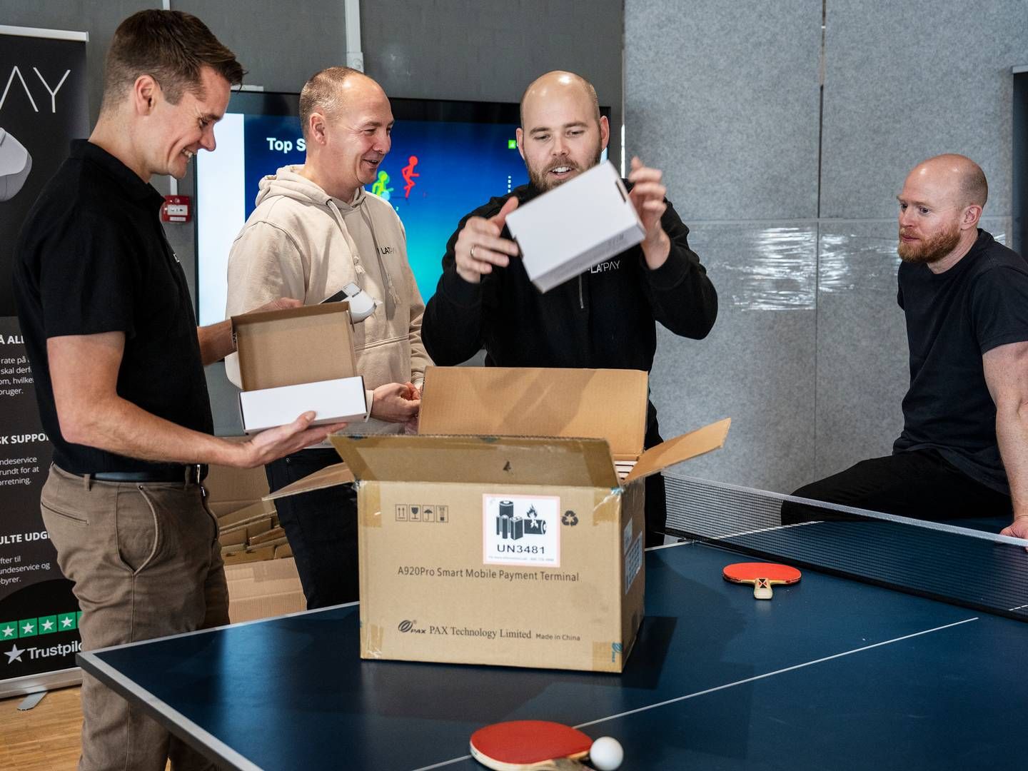 Det er de fire iværksættere, Rasmus Carlsen, Peter Lüth, Sander Janca-Jensen og Rasmus Busk, der står bag Flatpay. | Foto: Stine Bidstrup