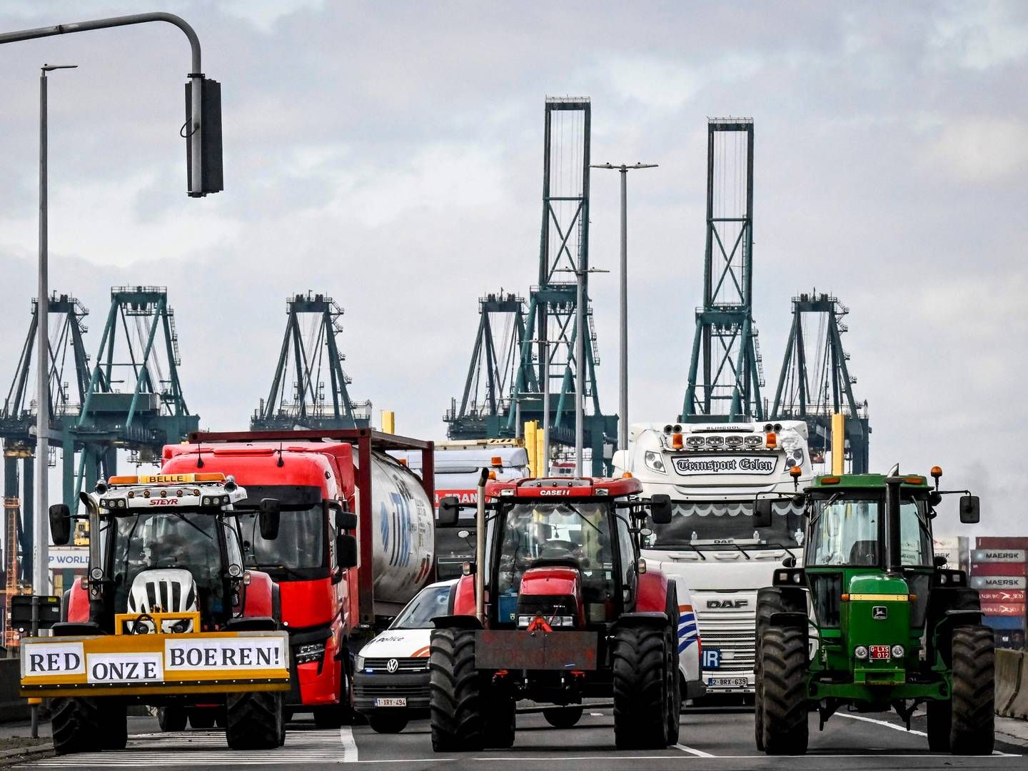 Ifølge Alfaport Voka koster blokaden millioner af euro for de virksomheder, der arbejder i havnen. | Foto: Dirk Waem/AFP/Ritzau Scanpix