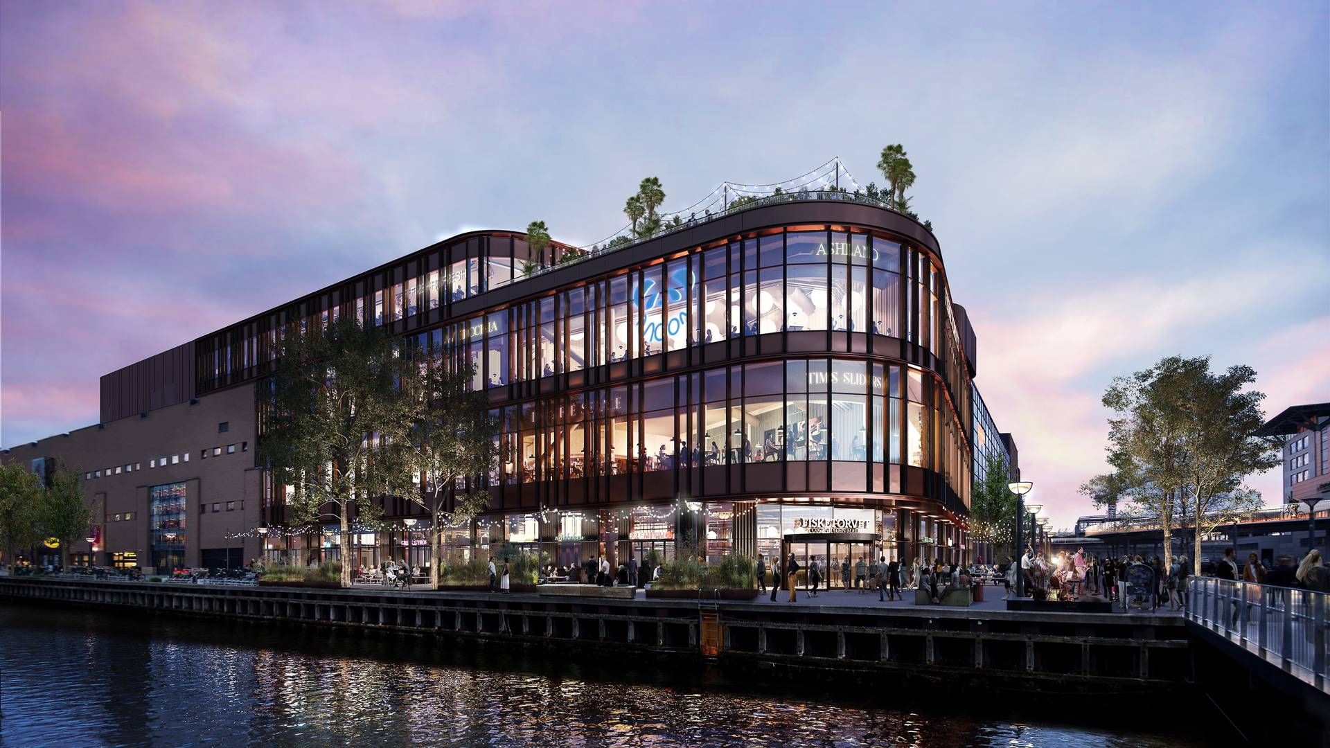 Det fire etagers store madcenter kommer til at ligge med udsigt ud over Københavns havn. | Foto: Fisketorvet/Pr