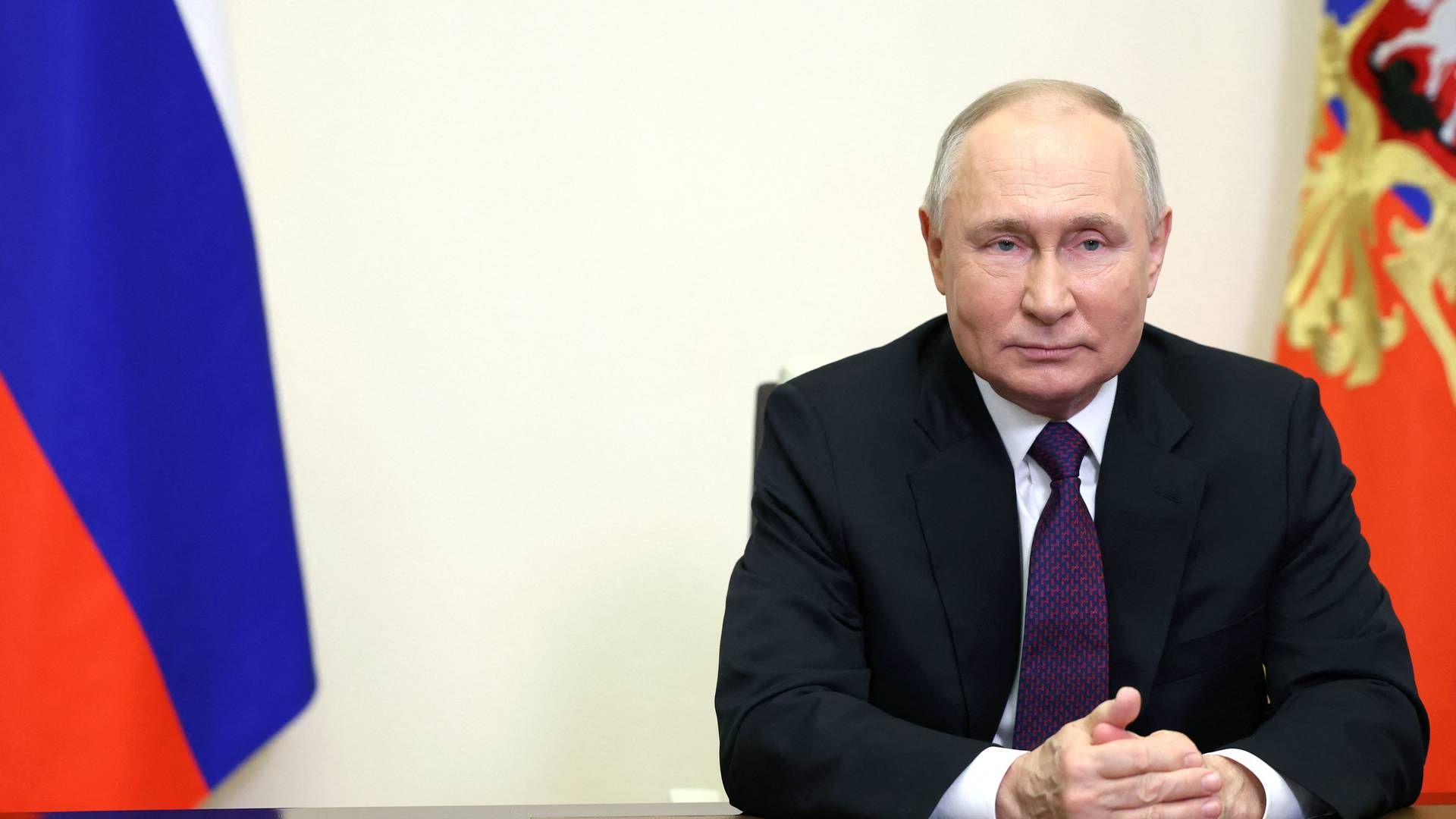 Under krigen mellem Rusland og Ukraine har deepfake-teknologien haft frit spil. Der har bl.a. verseret falske videoer af Putin, der erklærer fred. Rusland er et af de mange lande, der skal til valg i 2024. | Foto: Sputnik/Reuters/Ritzau Scanpix