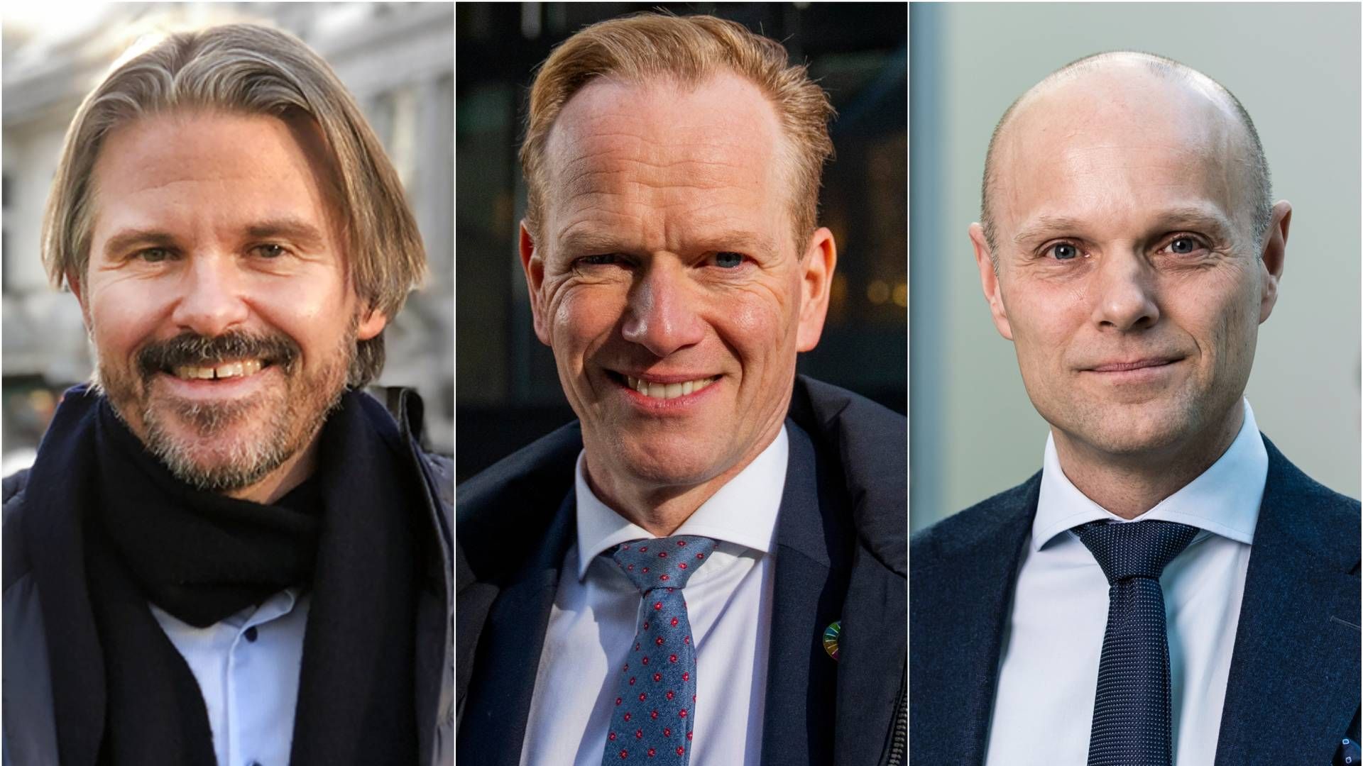 LEDERNE: Fra venstre: Konsernsjef i Frende Forsikring, Vegar Styve, konsernsjef i Gjensidige, Geir Holmgren, og administrerende direktør i If Skadeforsikring, Morten Thorsrud. | Foto: Frende / Fredrik Varfjell, NTB / If