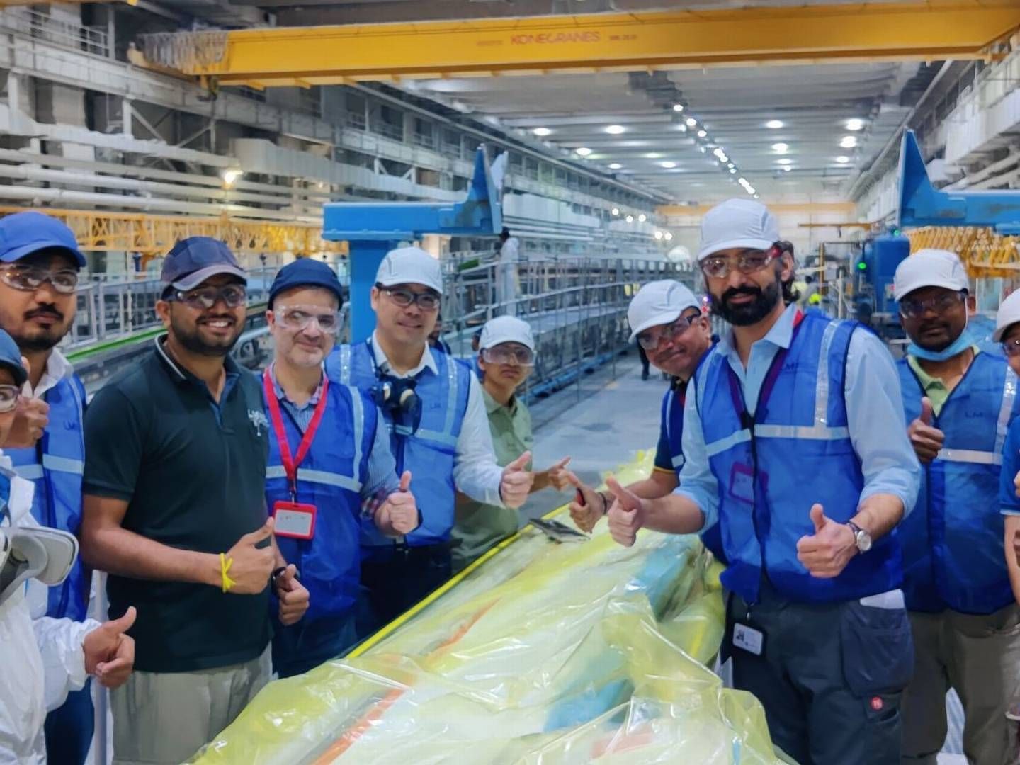 Hanif Mashal (fourth from the right), along with other members of LM's management team, toured a number of blade factories earlier this month. | Photo: Lm Wind Power
