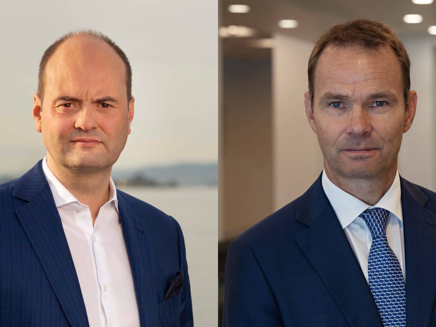 Ståle Hansen, adm. direktør for Skuld (venstre) og Rolf Thore Roppestad, adm. direktør for Gard. | Foto: Skuld og Gard