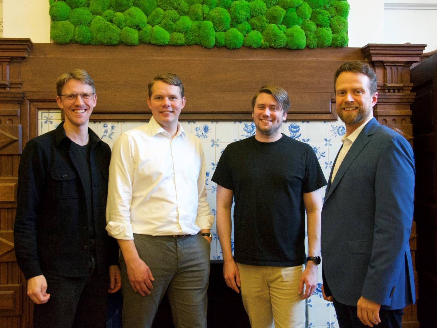 Fra Venstre: Mikkel Skytte Hejbøl (the Footprint Firm), Anders Bak Kristoffersen (Kvasir co-founder/COO), Joachim Bachmann-Nielsen (Kvasir co-founder/CEO) og Johan Bitch Nielsen | Foto: Kvasir
