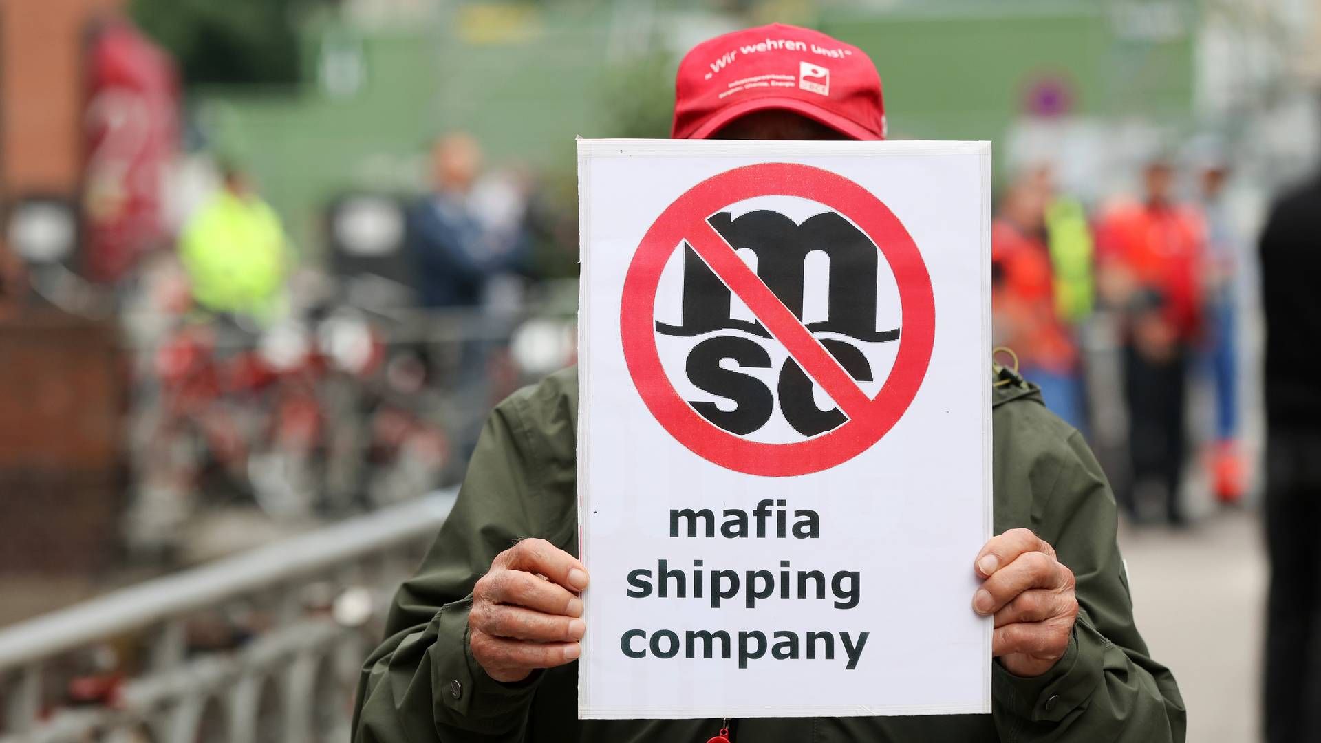 The dockworkers have protested against MSC several times. This picture is from a protest in September 2023. | Photo: Bodo Marks/AP/Ritzau Scanpix