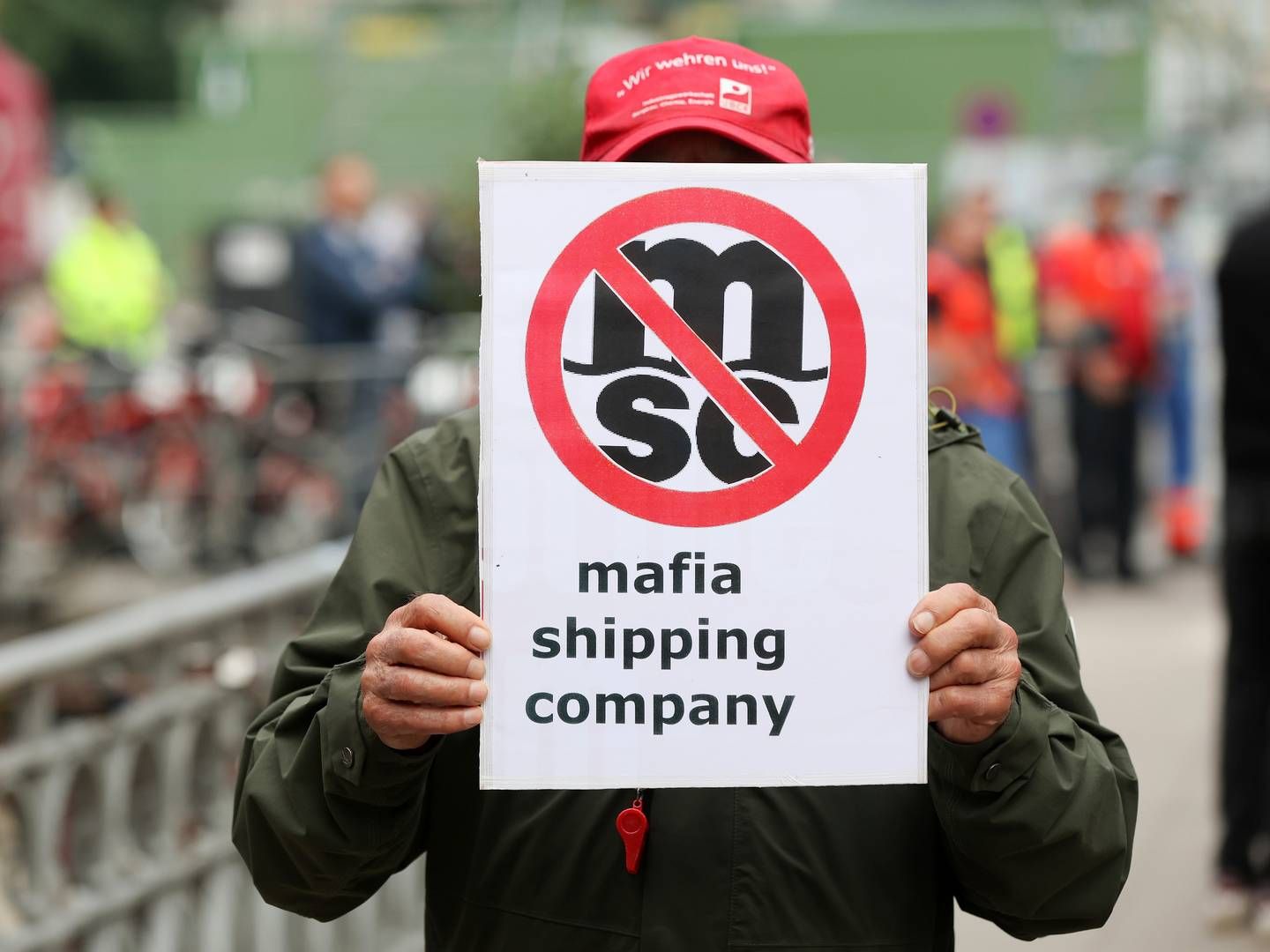 The dockworkers have protested against MSC several times. This picture is from a protest in September 2023. | Photo: Bodo Marks/AP/Ritzau Scanpix