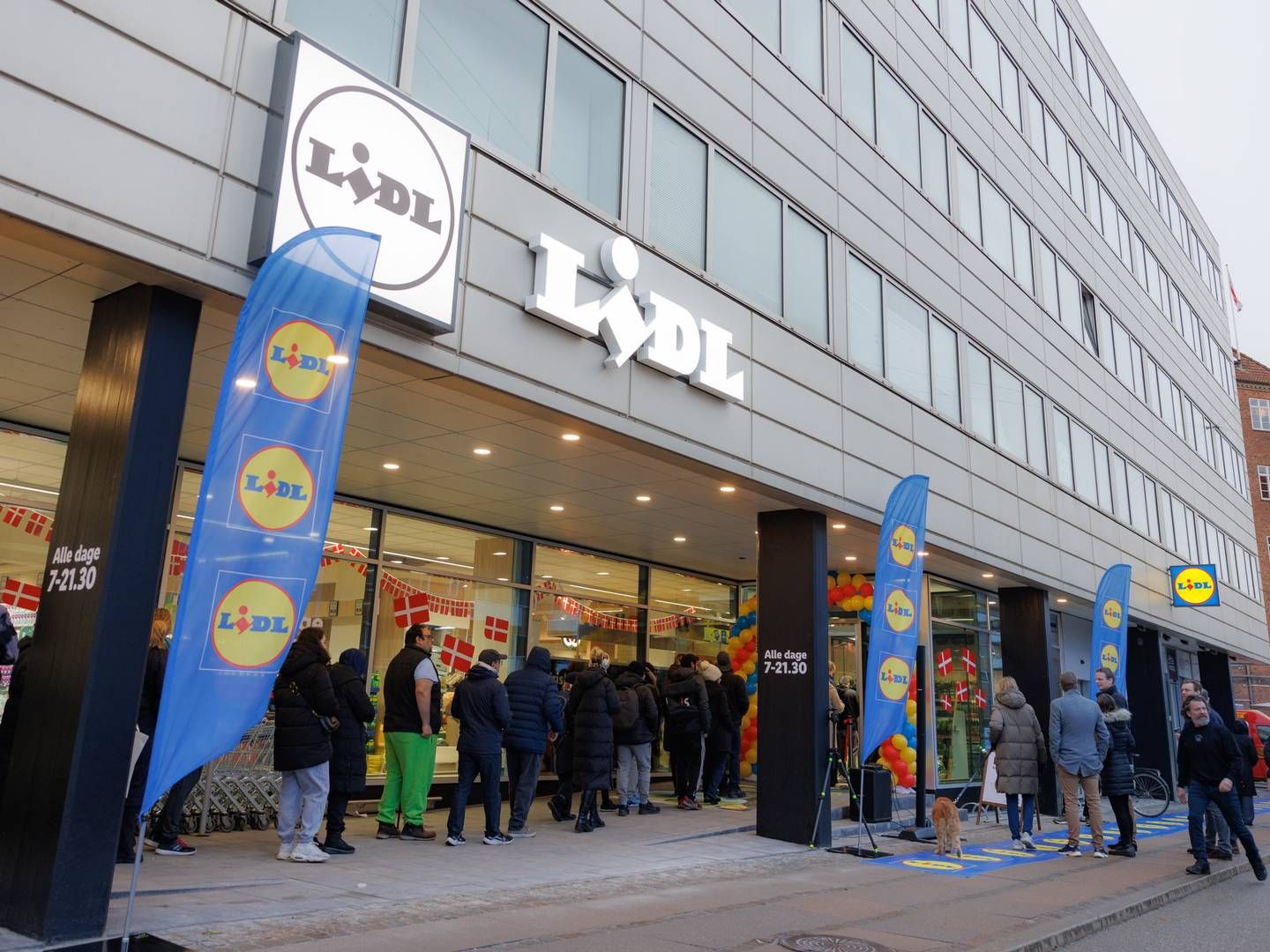 Der var kø på gaden, da Lidl torsdag åbnede en ny butik på Østerbrogade i København. Butikken var kædens nummer 150 i Danmark. | Foto: Lidl/pr