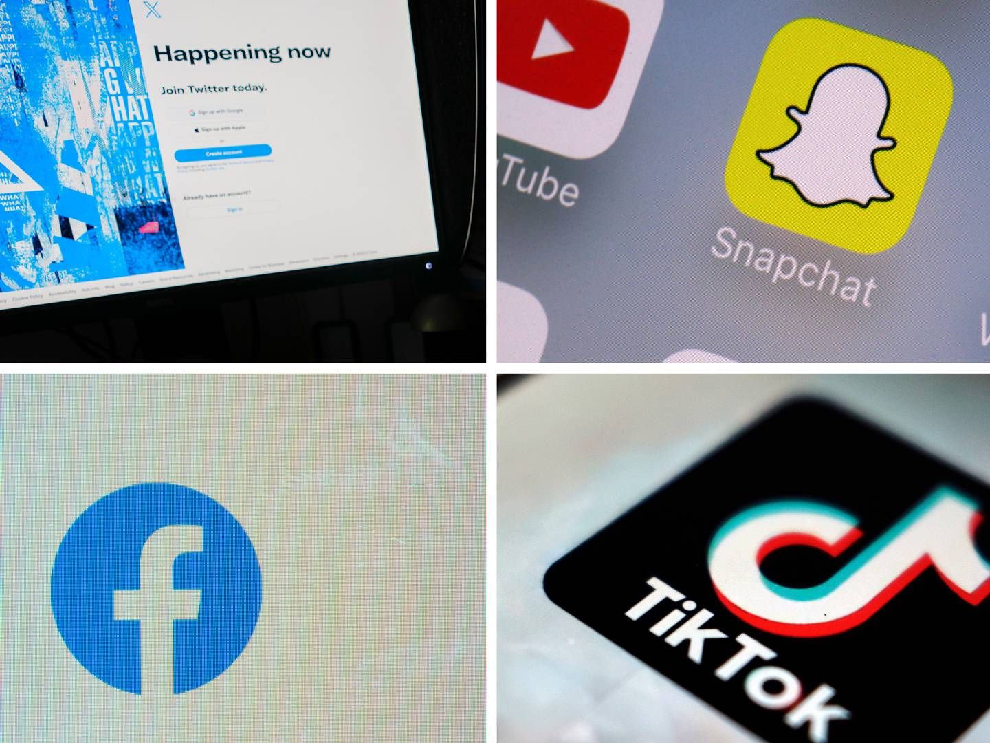 Meta, Google, Snapchat og Tiktok skal selv komme med en løsning på, hvordan de kan hindre børn i at få adgang til sociale medier, mener erhvervsminister Morten Bødskov (S). | Foto: Uncredited/AP/Ritzau Scanpix