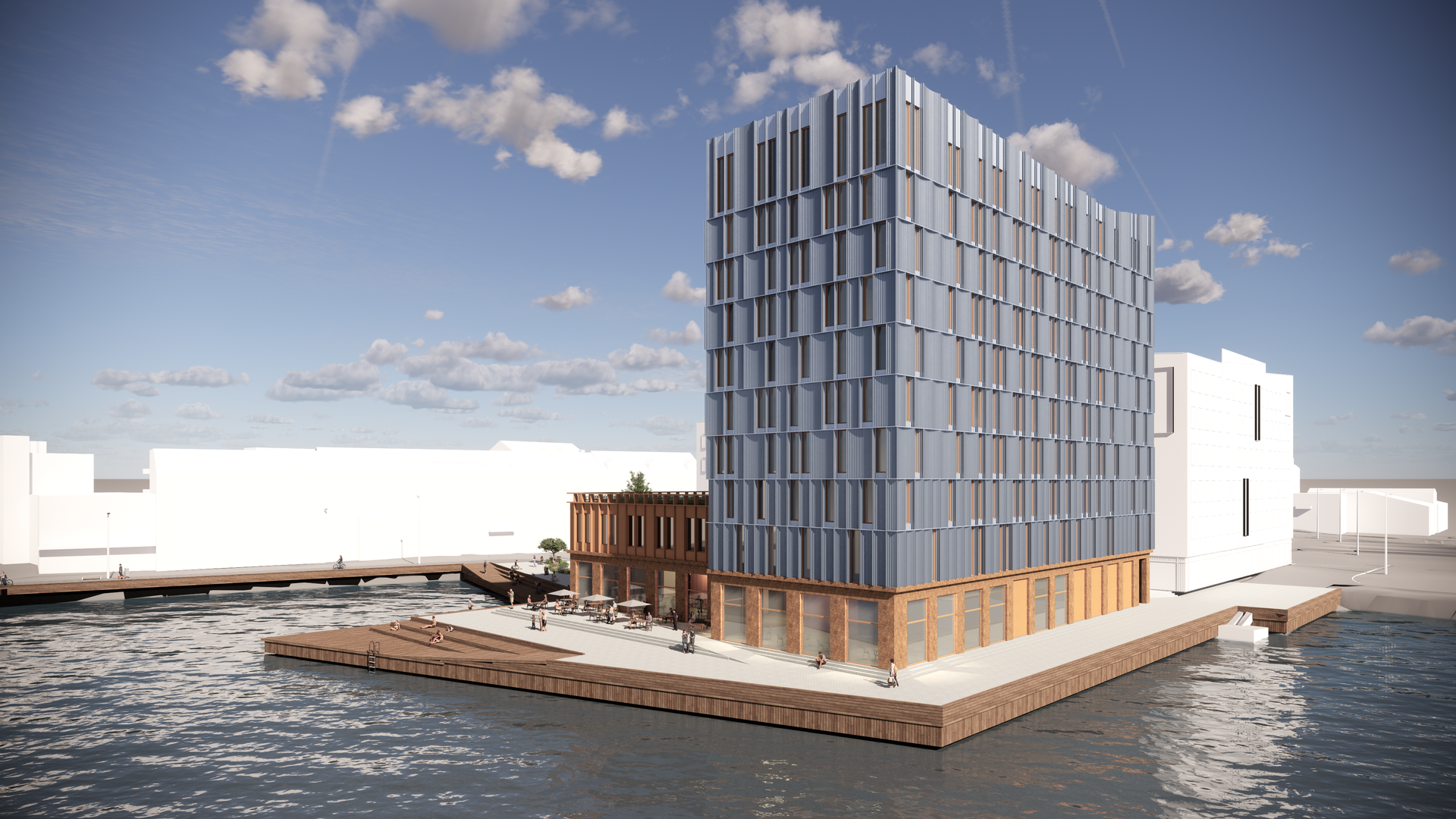 VED VANNET: Slik ser det planlagte hotellet i Kristiansund ut på illustrasjonen ved Krook & Tjäder Arkitekter. | Foto: Krook & Tjäder Arkitekter
