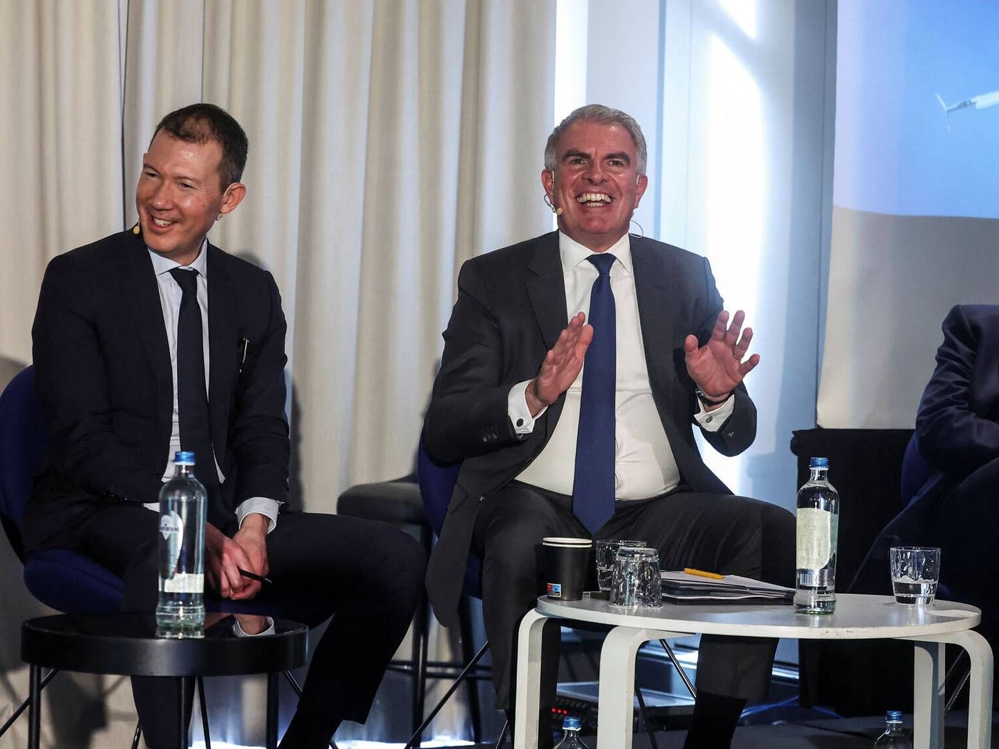 Som en del af panelet ved Airlines for Europe konferencen i Bruxelles var Benjamin Smith (til venstre), adm. direktør for KLM, og Carsten Spohr (til højre), adm. direktør for Lufthansa. | Foto: Yves Herman/Reuters/Ritzau Scanpix