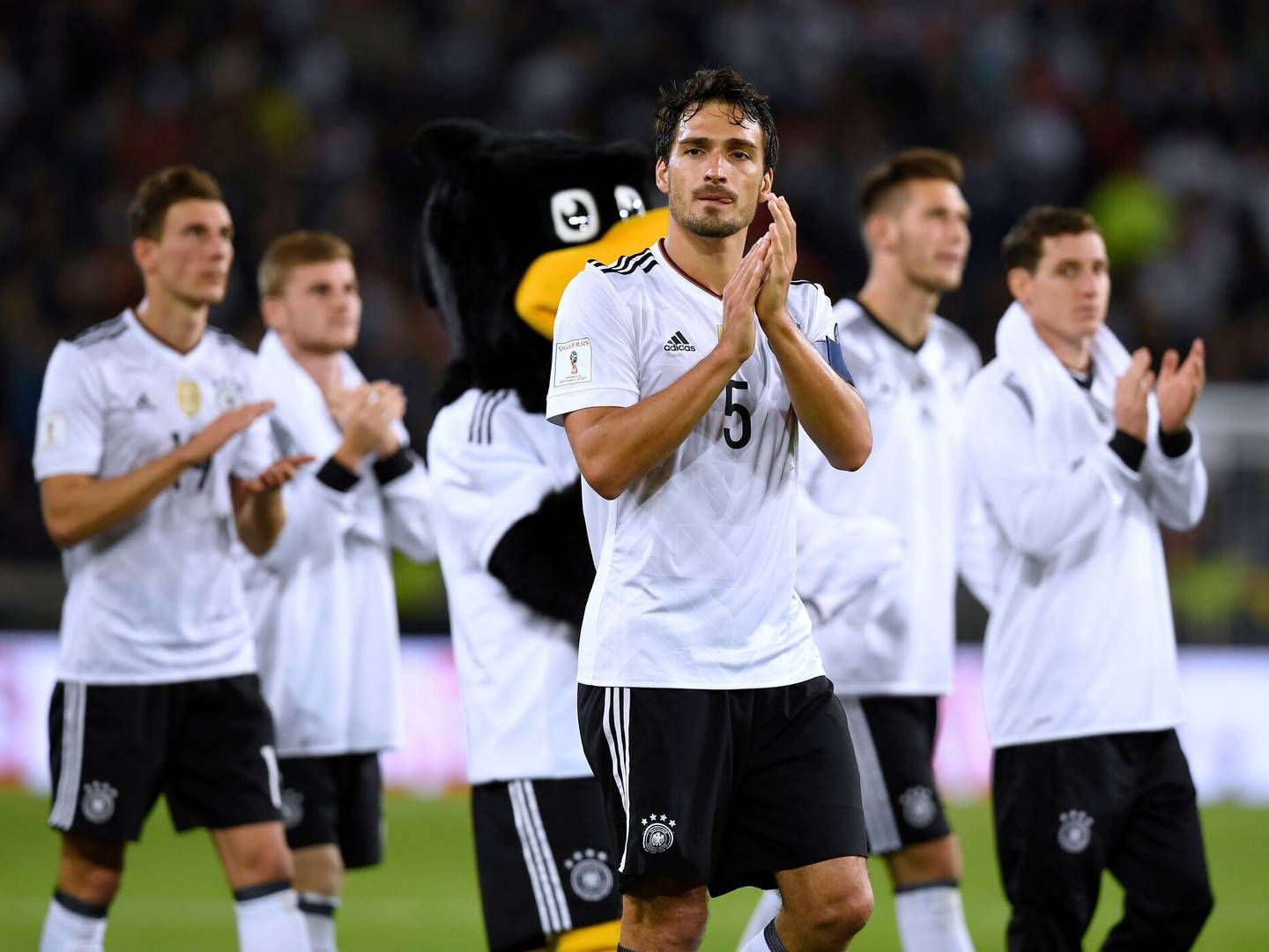 Det tyske landshold skal fra 2027 have ny trøjesponsor efter mere end 70 med Adidas. | Foto: Ges-Sportfoto/AP/Ritzau Scanpix
