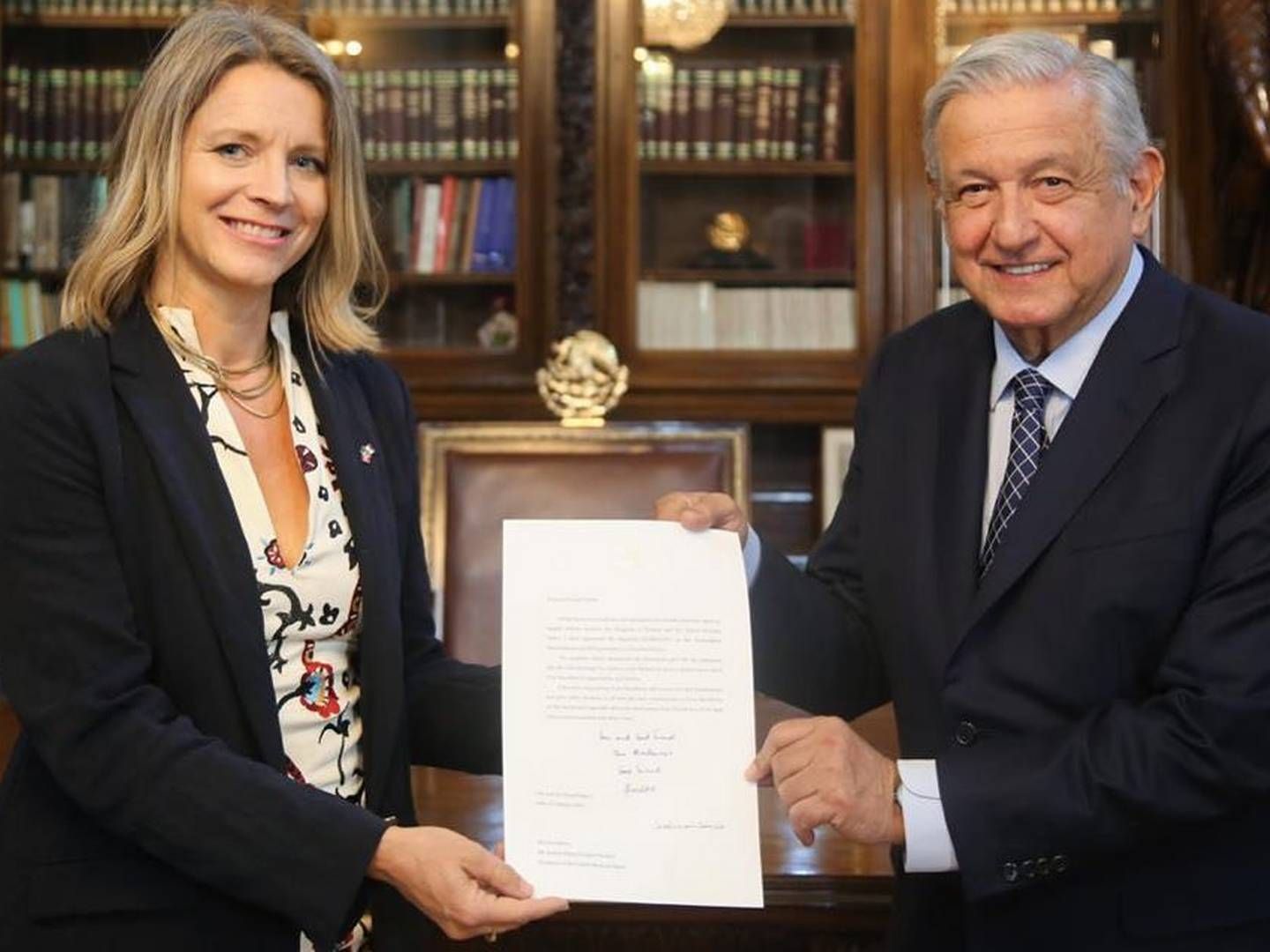 AMBASSADØR: Ragnhild Imerslund har vært Norges ambassadør til Mexico siden 2021. Her overleverer hun sine akkreditiver til president Andrés Manuel López Obrador | Foto: Utenriksdepartementet