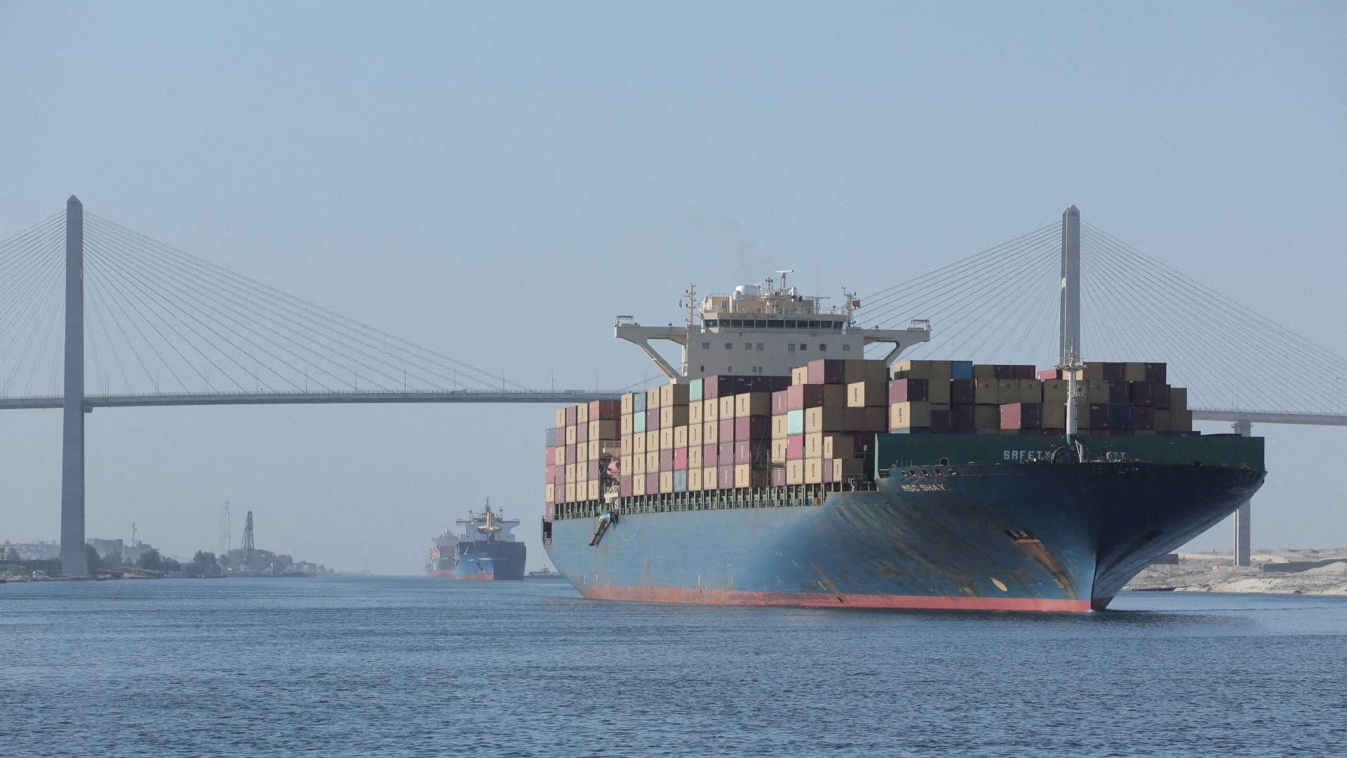 Arkivfoto. I begyndelsen af ugen blev kun et enkelt containerrederis aktie handlet til en højere pris end før 7. oktober, nemlig Evergreen Marine. | Foto: Suez Canal Authority/Reuters/Ritzau Scanpix