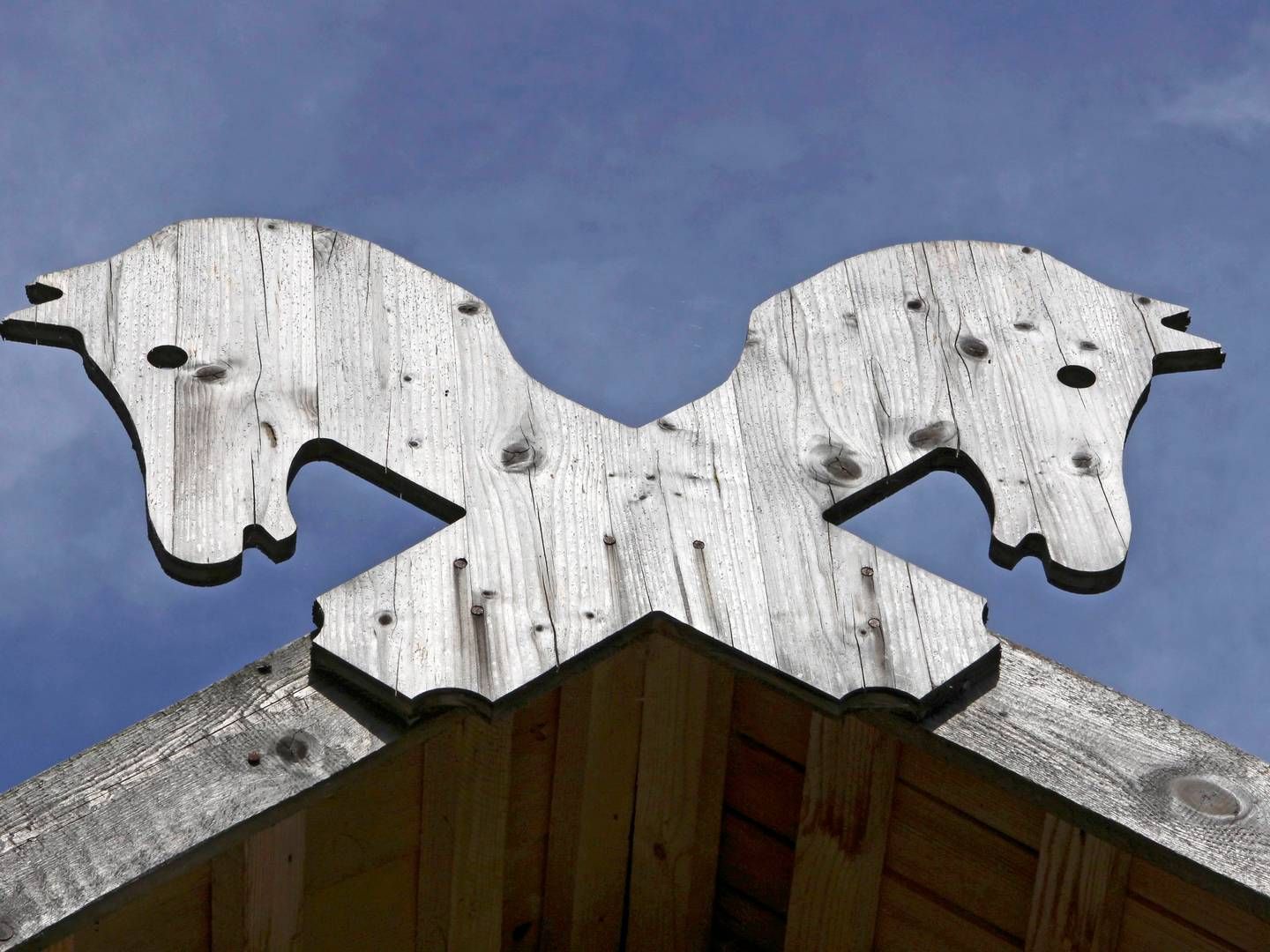 Das Giebelkreuz mit zwei Pferden als Raiffeisen-Symbol - noch heute kann man im VR-Logo einen Pferdekopf erkennen | Foto: picture alliance | Ernst Weingartner