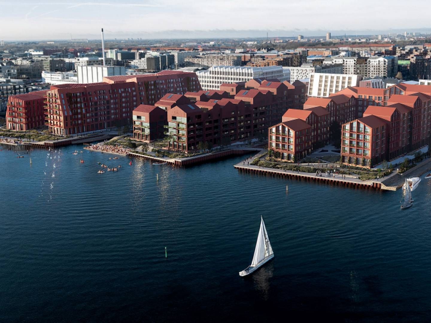 En fjerdedel af de kommende boliger i den københavnske sydhavn skal være almene. PR-visualisering: AP Pension