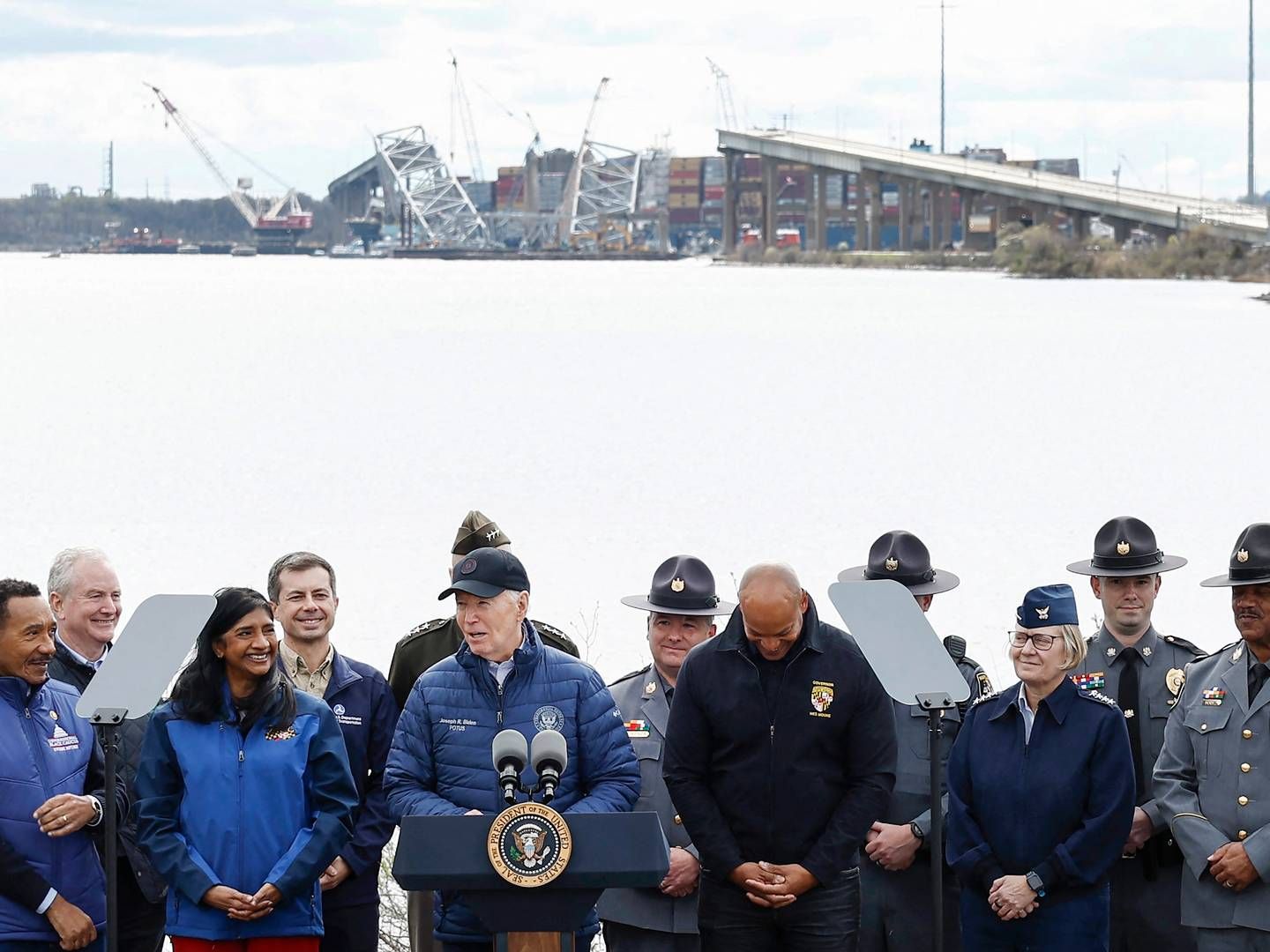 Joe Biden visited Baltimore on Friday to survey the damage and speak with local officials. | Photo: Anna Moneymaker/AFP/Ritzau Scanpix