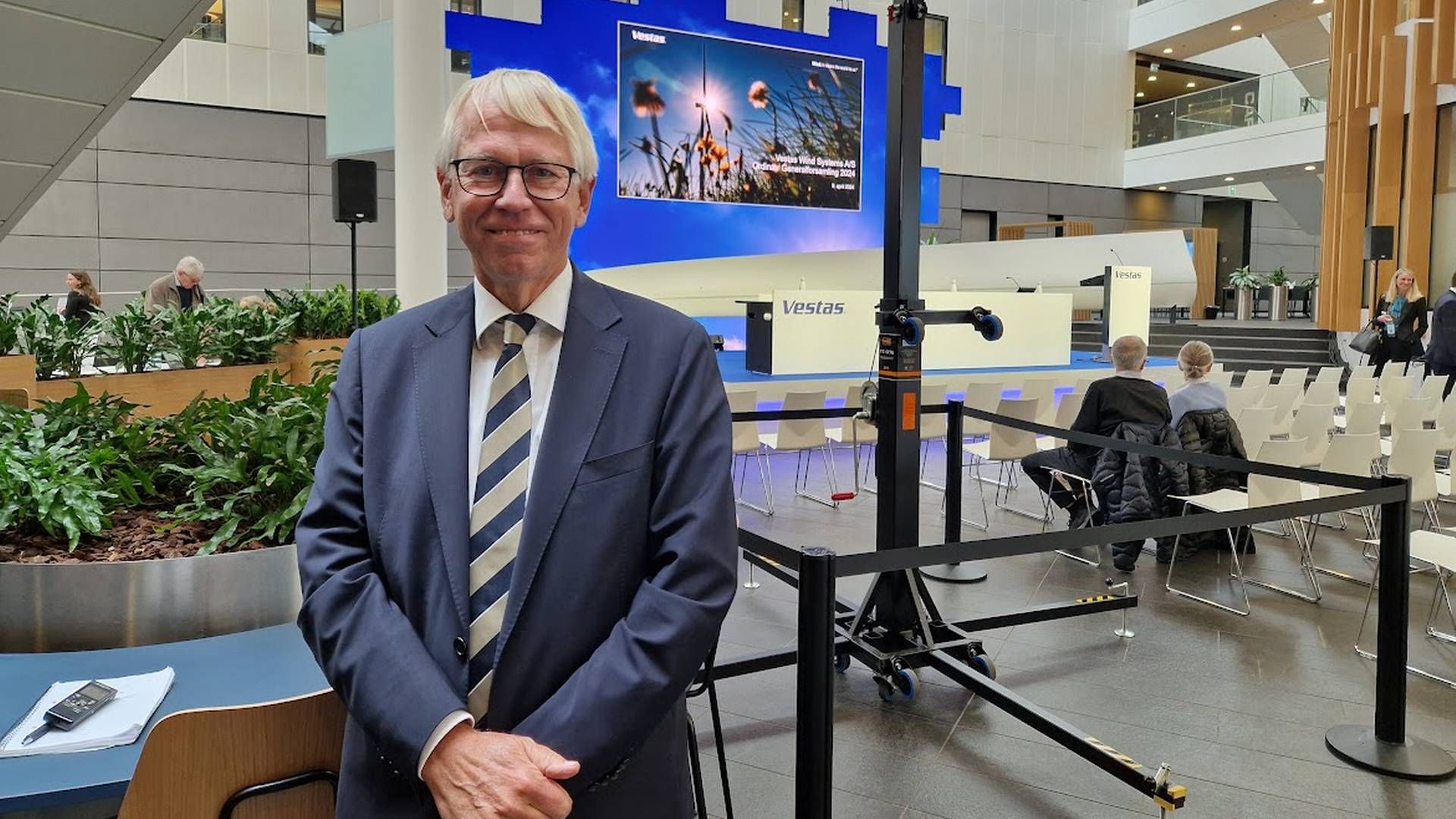 Klaus Søgaard, partner i Gorrissen Federspiel, før årets generalforsamling i Vestas gik i gang tirsdag. | Foto: Jakob Skouboe