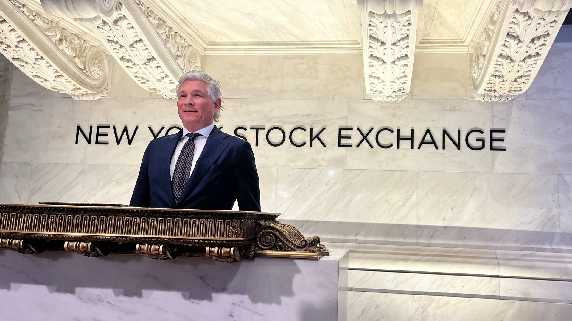 Mikael Skov, founder and CEO of Hafnia, rang the bell at the New York Stock Exchange on Tuesday to mark the opening of trading with the tanker operator's shares. | Photo: Af Sofie Højlund