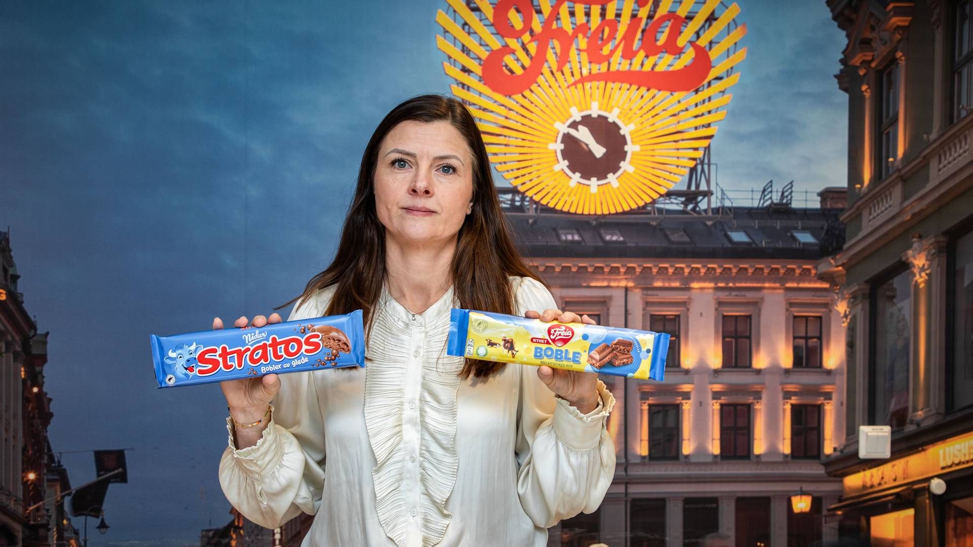 Orkla Confectionary & Snacks sin påstand om at Freia Boble Melkesjokolade er en kopi av ett av deres produkter faller sin egen urimelighet, sier markedsdirektøren i Freia, Sølvi Grana Slotte. | Foto: Jakob Østheim