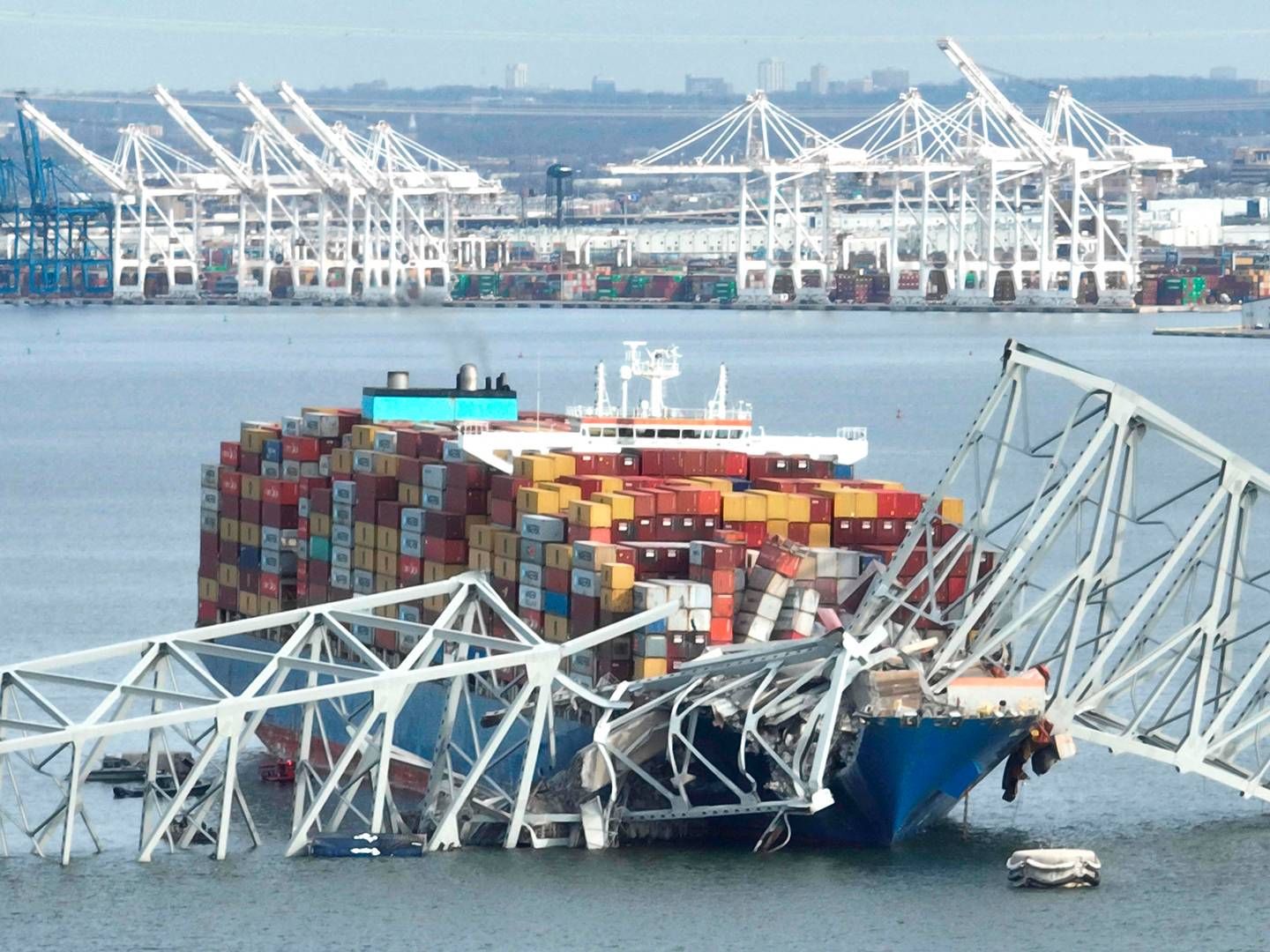 Containerskibet bag ulykken er ejet af firmaet Grace Ocean Private. Det var chartret af Mærsk, da påsejlingen skete. | Foto: Jim Watson/AFP/Ritzau Scanpix