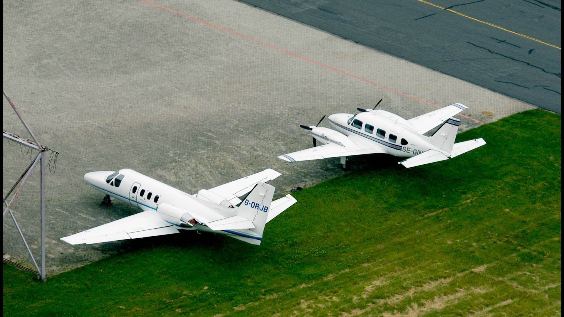 Copenhagen Airtaxi holder til i Roskilde Lufthavn. | Foto: Jens Dige/Ritzau Scanpix