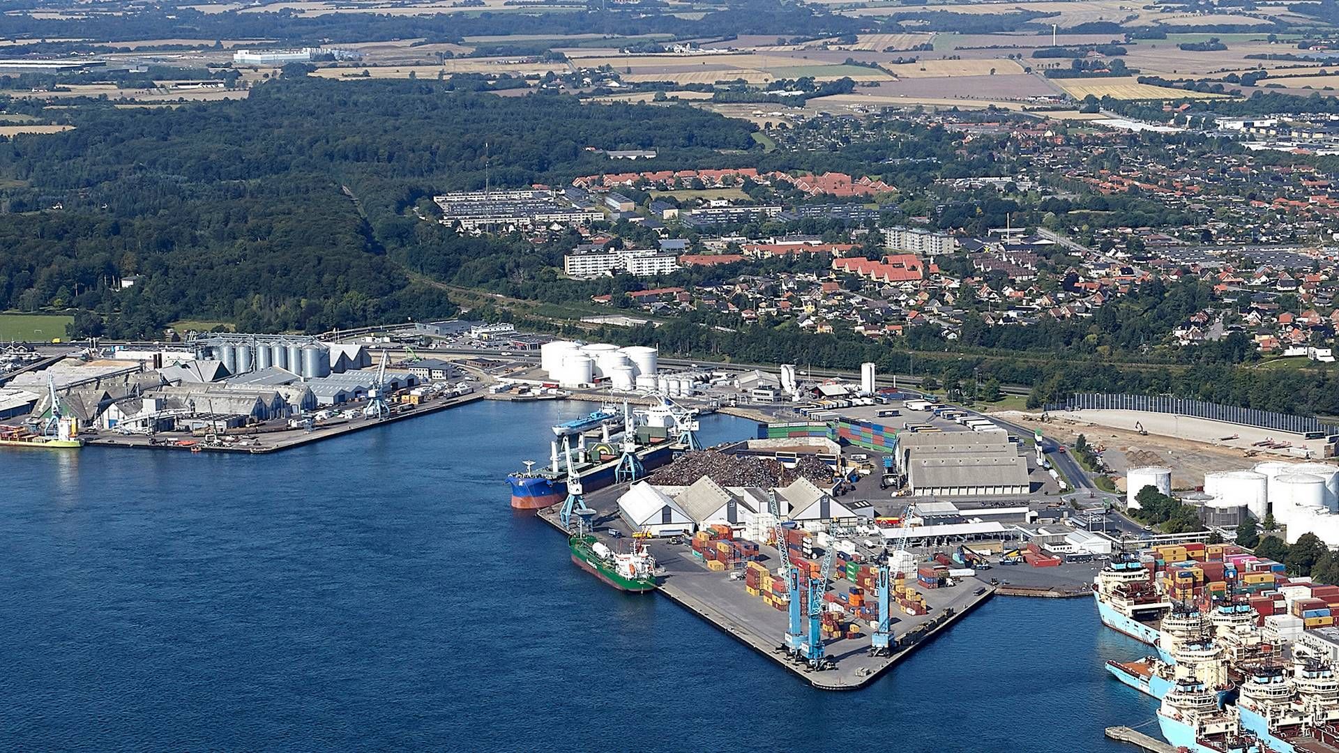 Oversigtsbillede over Fredericia Havn, som ADP er i gang med at udvide | Foto: ADP/PR