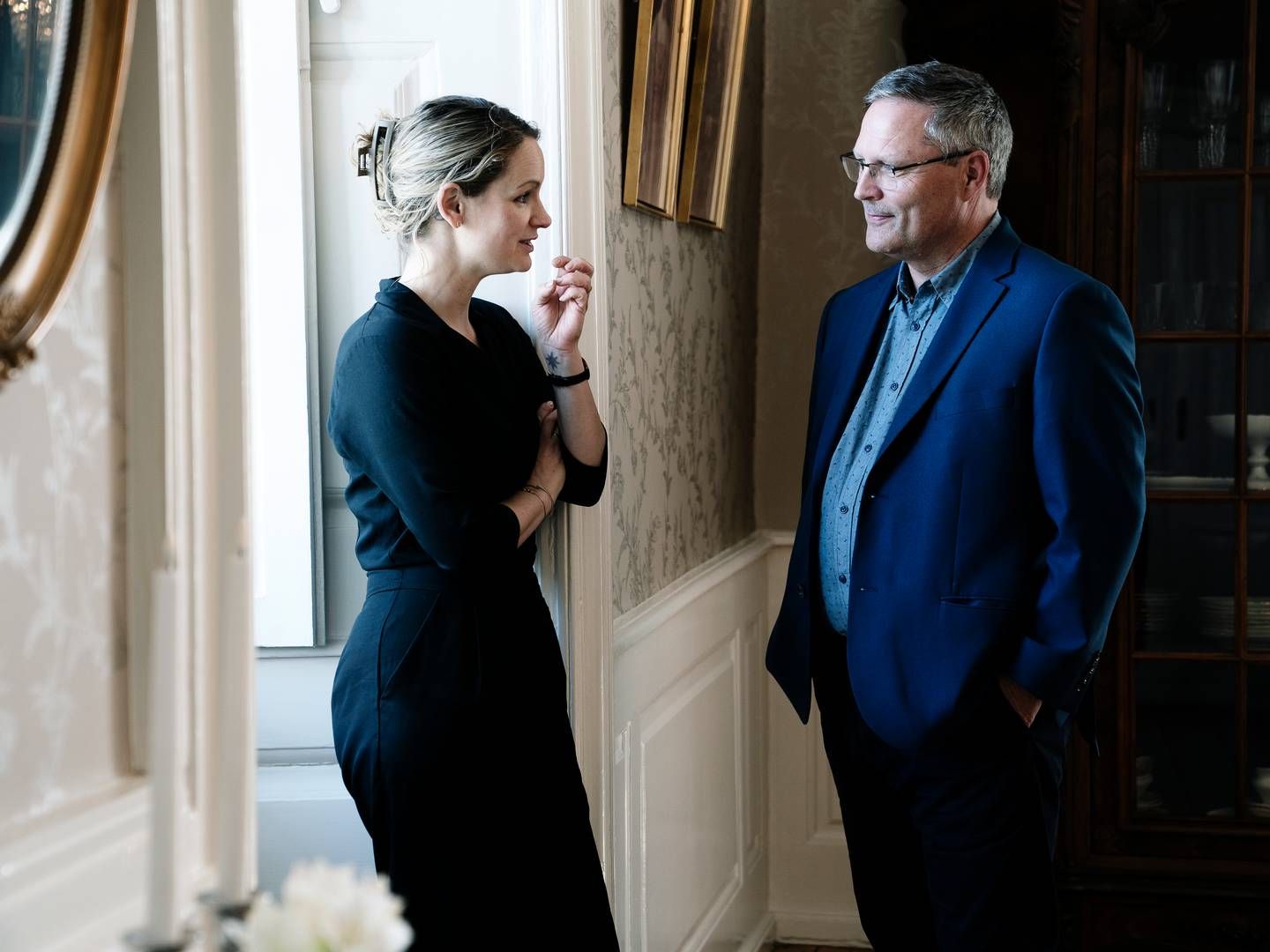 Pernille Skipper er nu valgt som ny formand for Coop Amba. Her ses hun i dialog med Flemming Rasmussen, der er formand for OK Amba. | Foto: Coop /pr