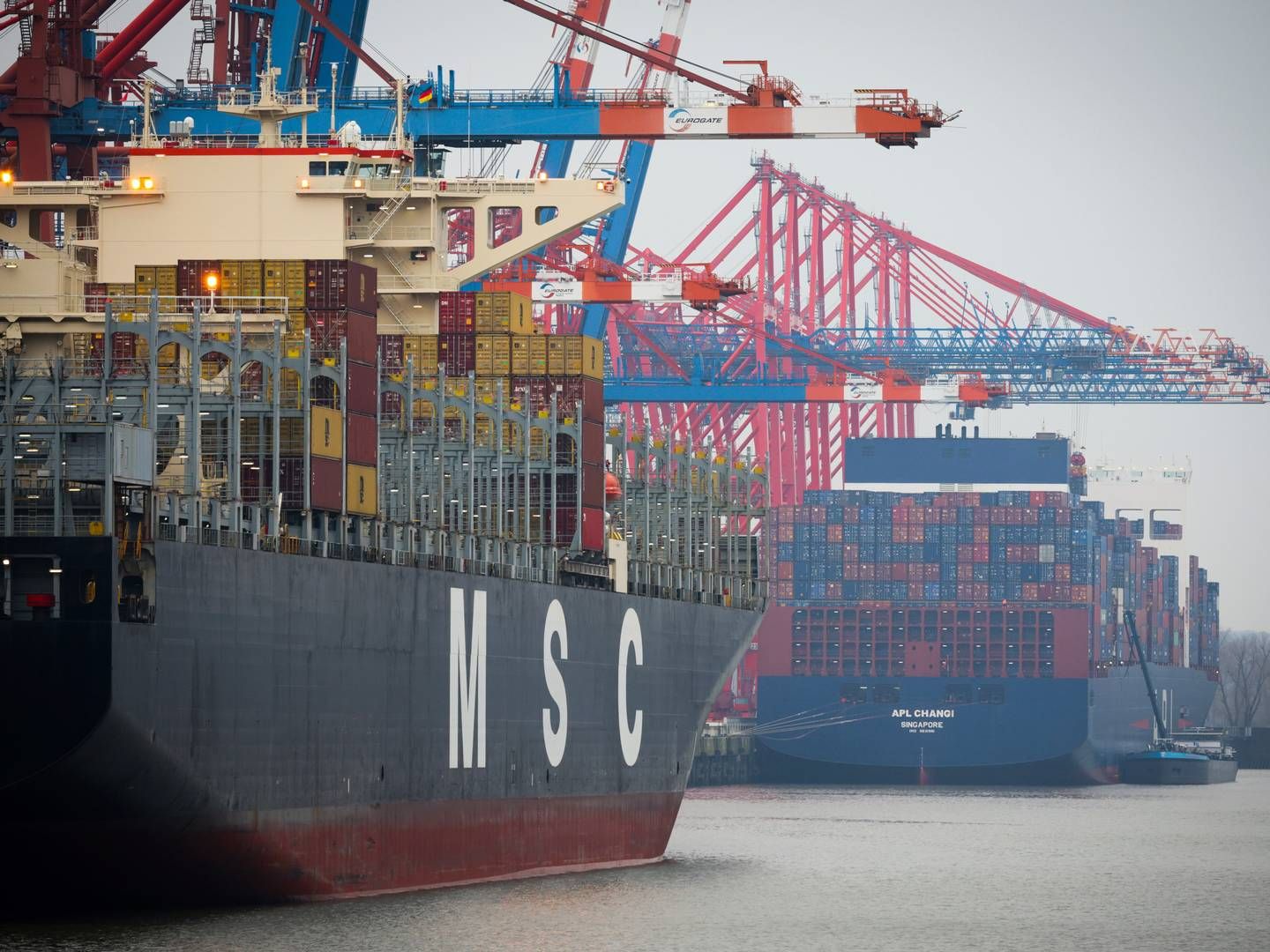 Havneselskabet PSA i Singapore afkræfter, at selskabet skulle have rejst indsigelse over containerrederiet MSC's medejerskab af Hamborgs største terminal-operatør, HHLA. | Foto: Christian Charisius/AP/Ritzau Scanpix