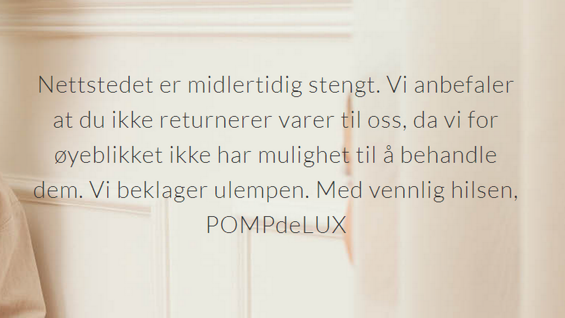 Det danske klesmerket Pompdelux har midlertidig lagt ned driften. | Foto: Skjermdump Pompdelux